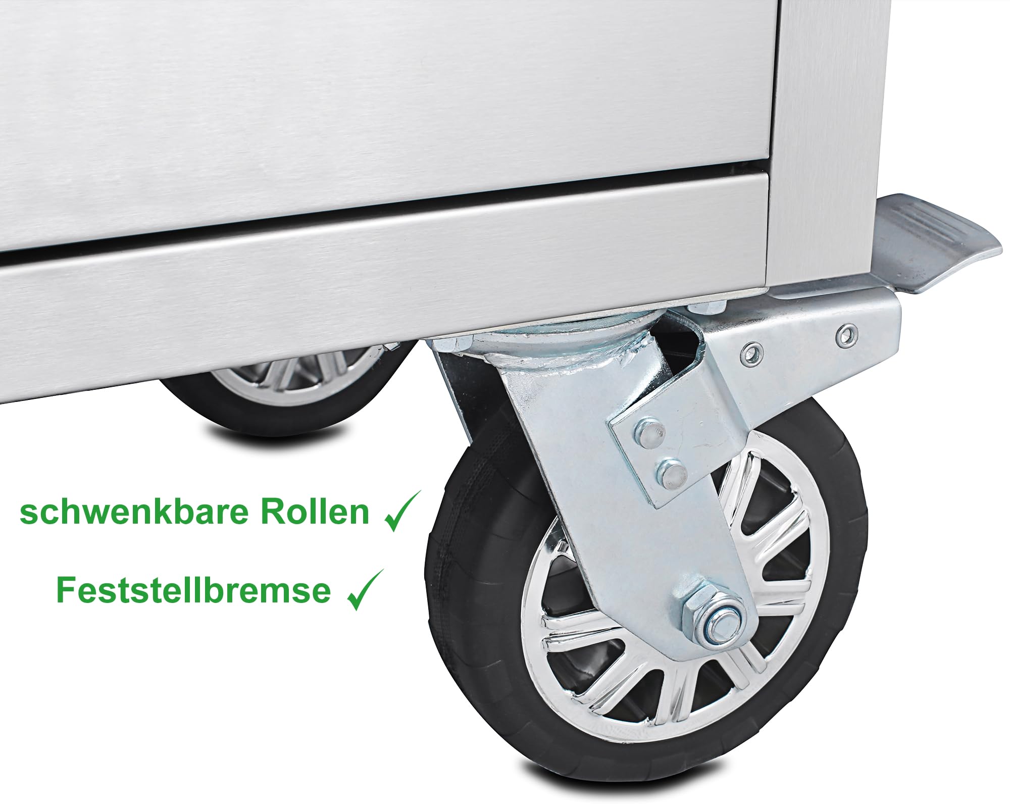 Ondis24 Carrello portautensili in acciaio inox con 4 cassetti scorrevoli e piano di lavoro in legno massiccio XL, ruote girevoli (grigio, 130 x 49 x 92)