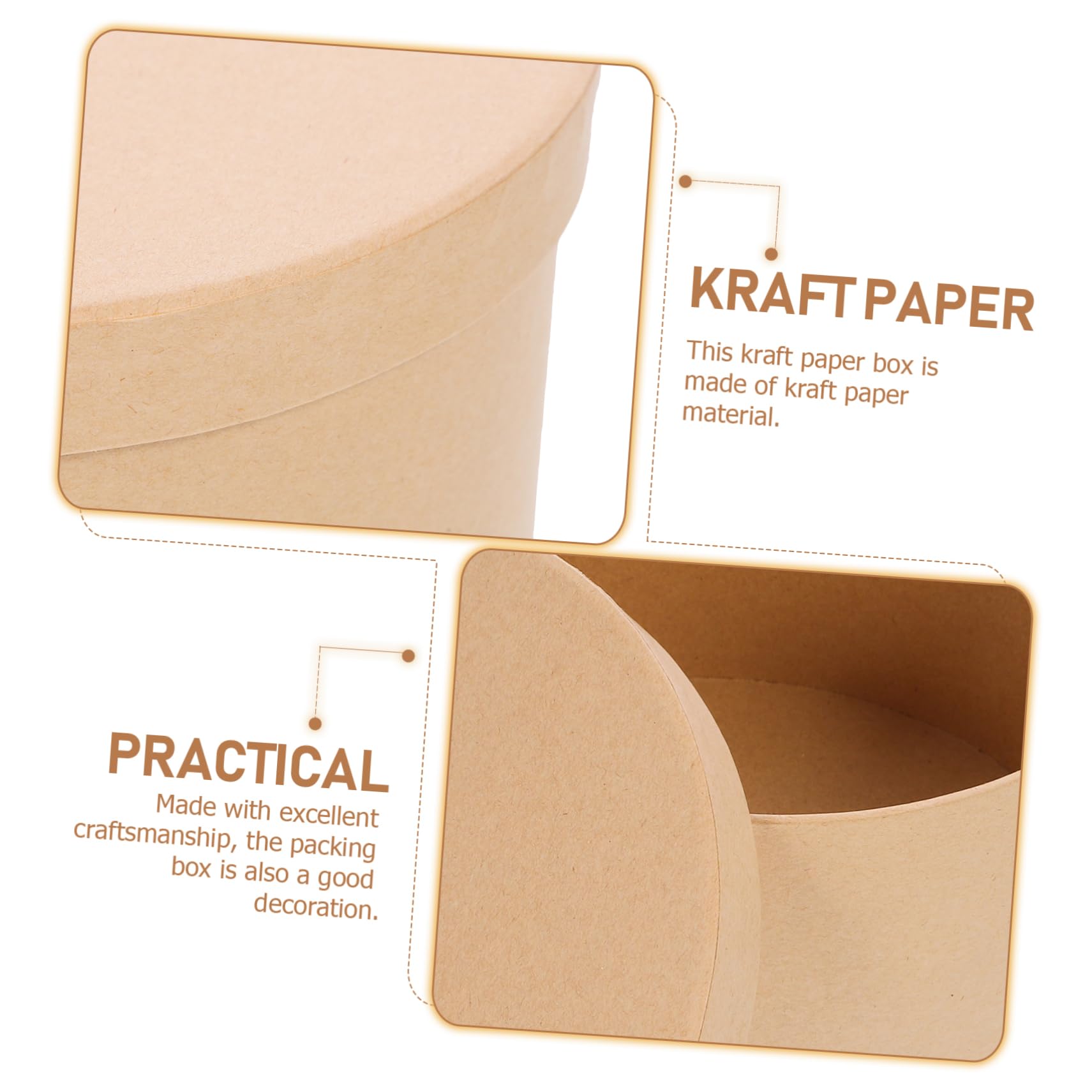 Runde Geschenkbox aus Kraftpapier, 1, 5 Stück für Feste | Khakifarbene Deko Schachtel, Elegante Form, nicht Leicht Abnutzbar, zum Verpacken von Süßwaren und Kleinen Accessoires