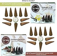 Vista 11 de TRUMIRI Incense Cones - Combo Pack of 20 Cone Incense - 10 Nag Champa + 10 Palo Santo - Insence Cones - Incense Cones Scented - Cone Incense Scents