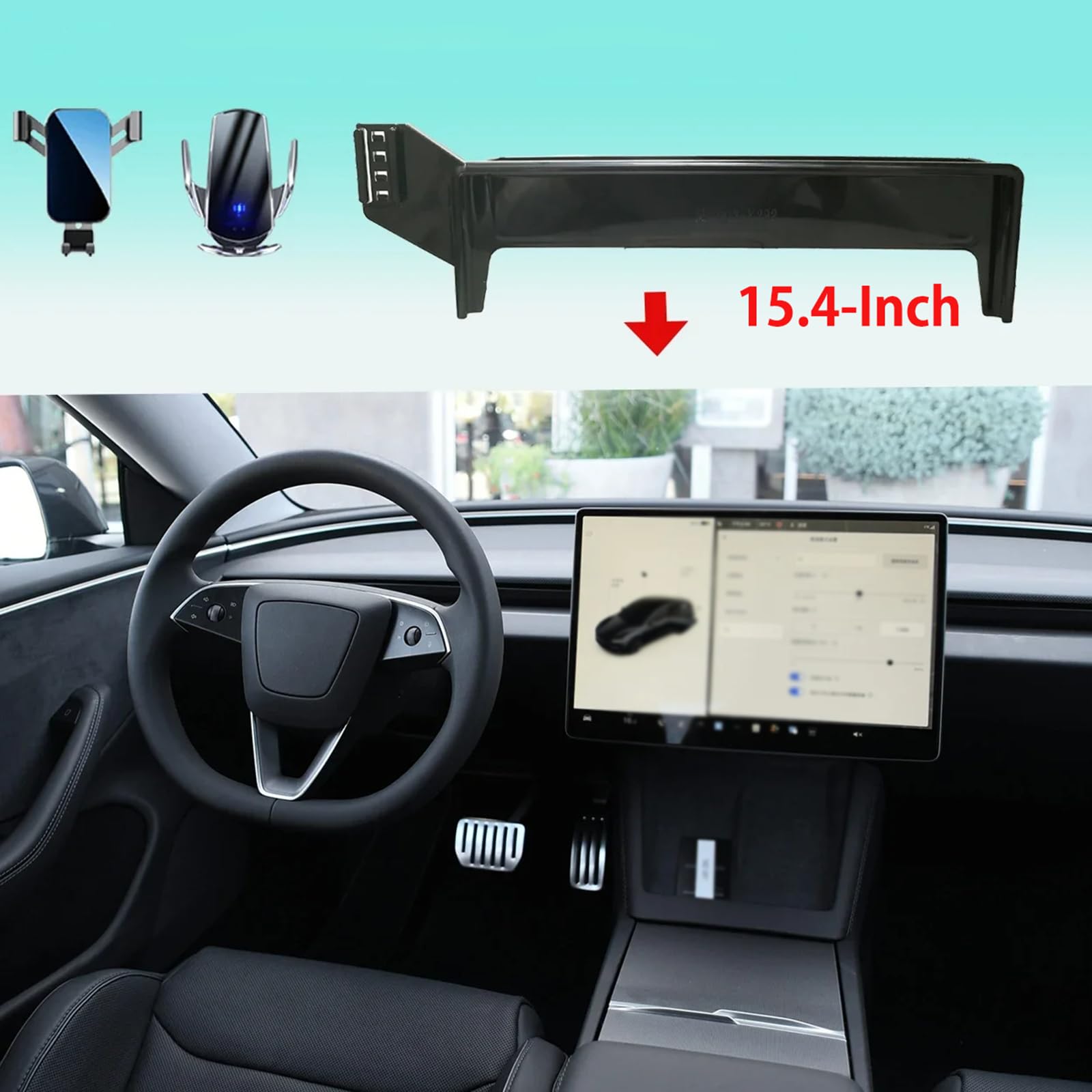 Uchwyt samochodowy dla Tesla Model Y 2024-2025, Uchwyt na telefon samochodowy