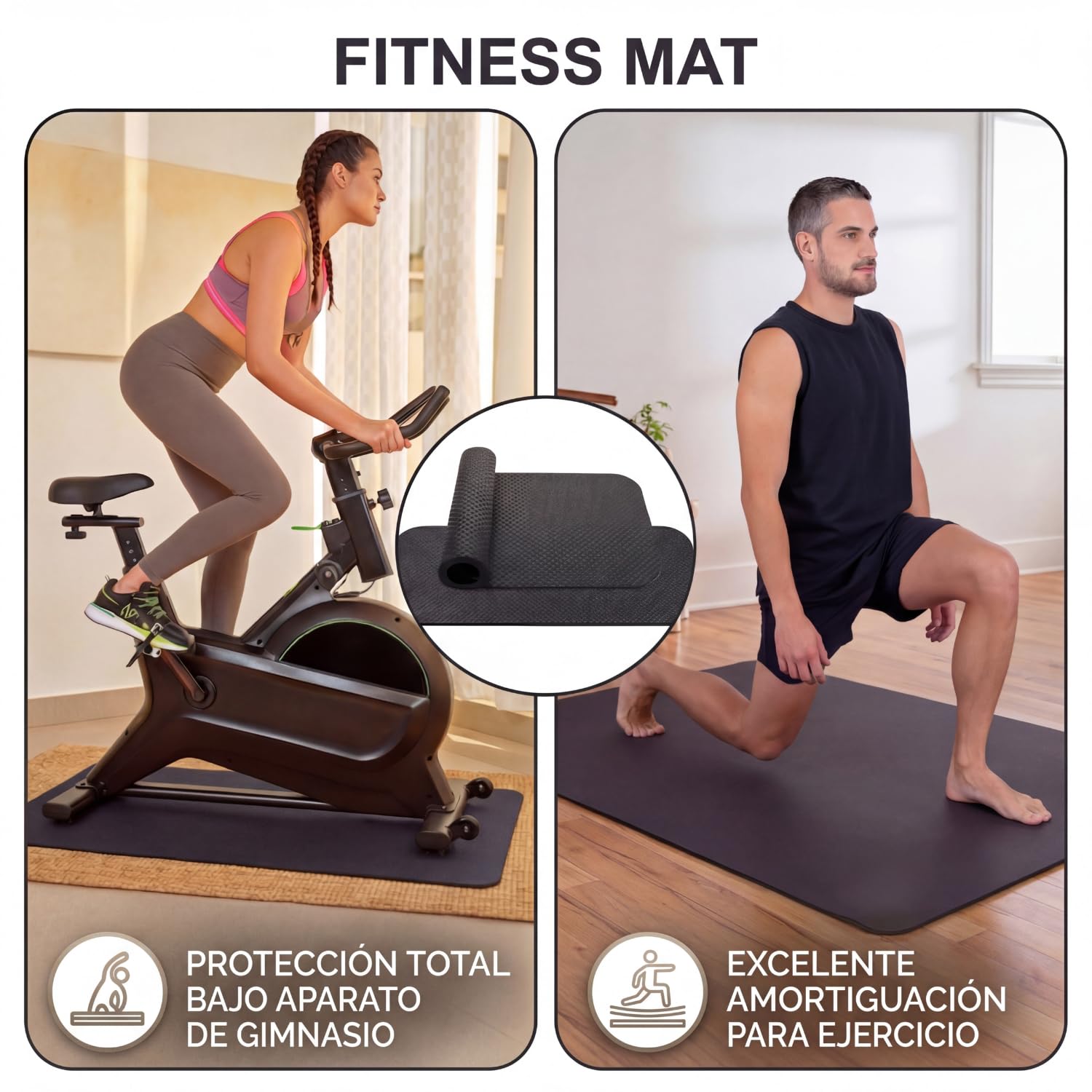 Tapete para ejercicio y gimnasio antiderrapante antideslizante | Extra grande y grueso | Fitness Mat UCAN | Entrenamiento en casa, pesas, crossfit para uso rudo