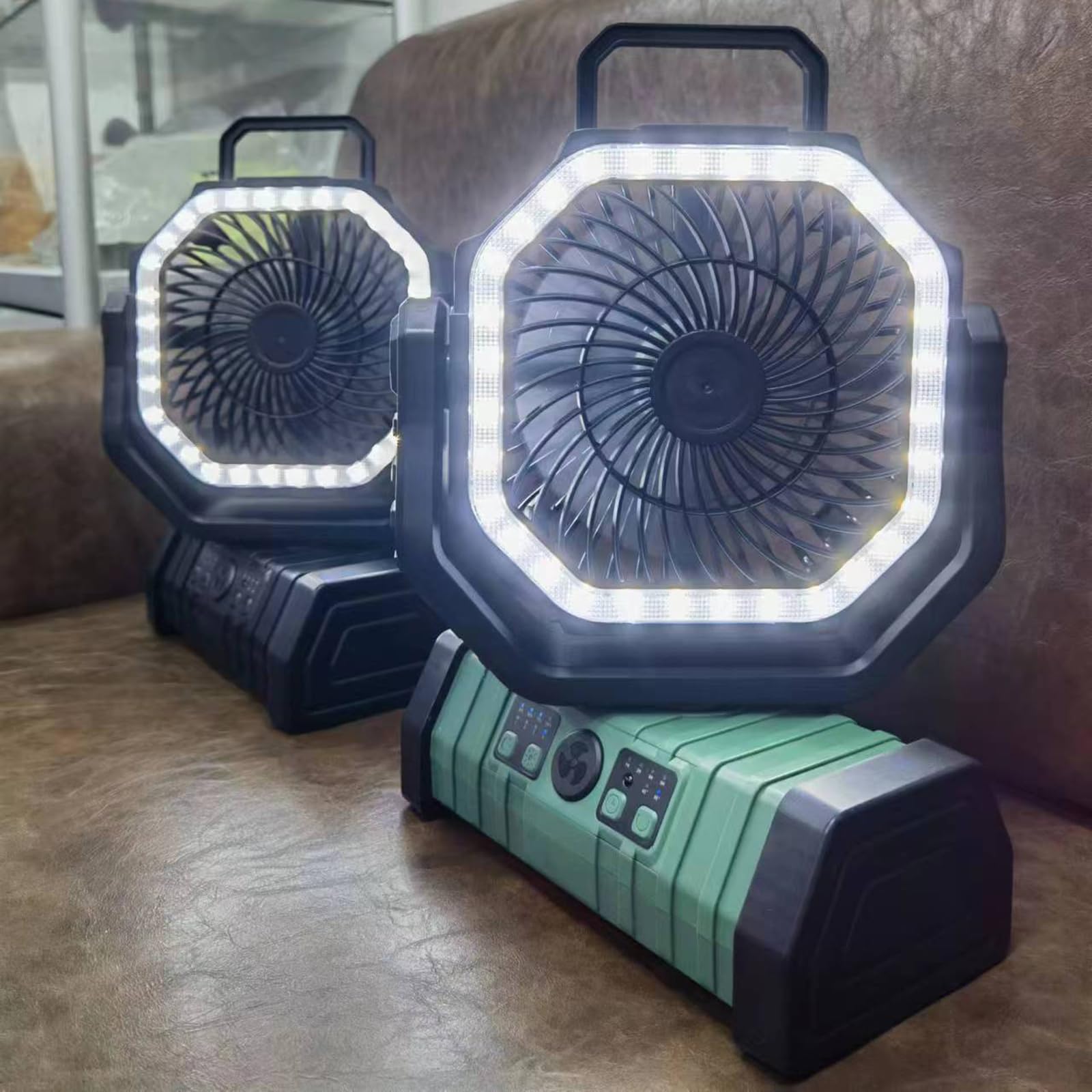 Ventilatore per tenda con luce a LED, alimentato a batteria, ricaricabile tramite USB, 20000 mAh, potente per campeggio e interruzioni di corrente, ventilatore ricaricabile