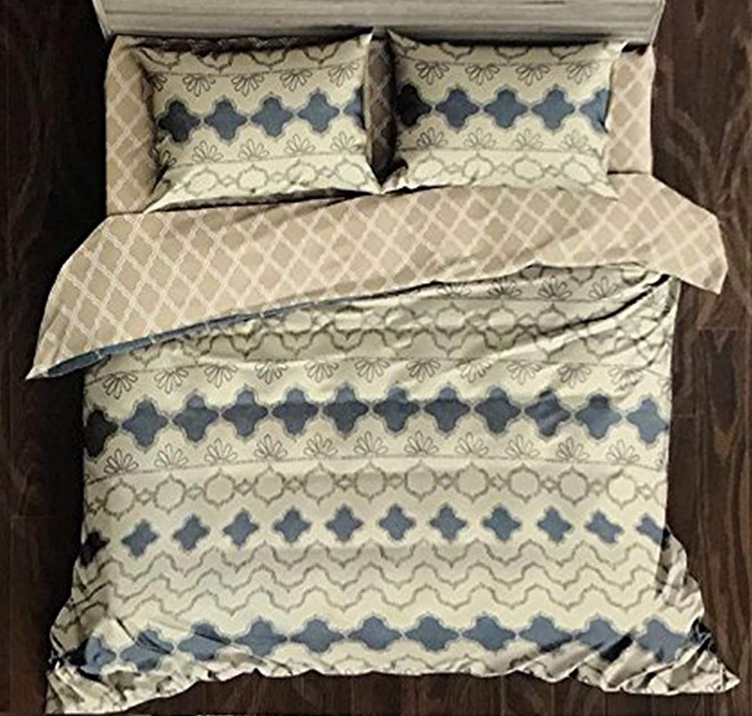 Gadgets Appliances 144 TC Polycotton Queen Size Double Bedsheet with Combination Design 2 Pillow Covers