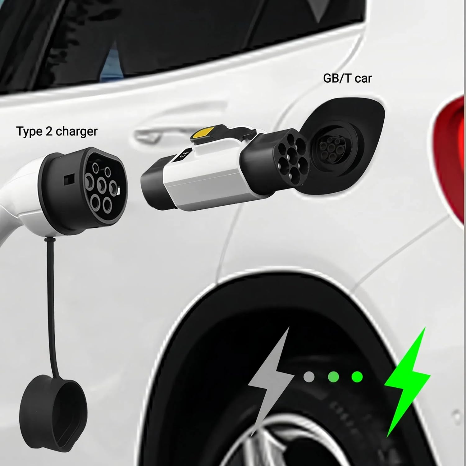 EV Charging Connector Type 2(Charger) to GBT(car), 32 A 250 VAC Charger Convertor, Single Phase