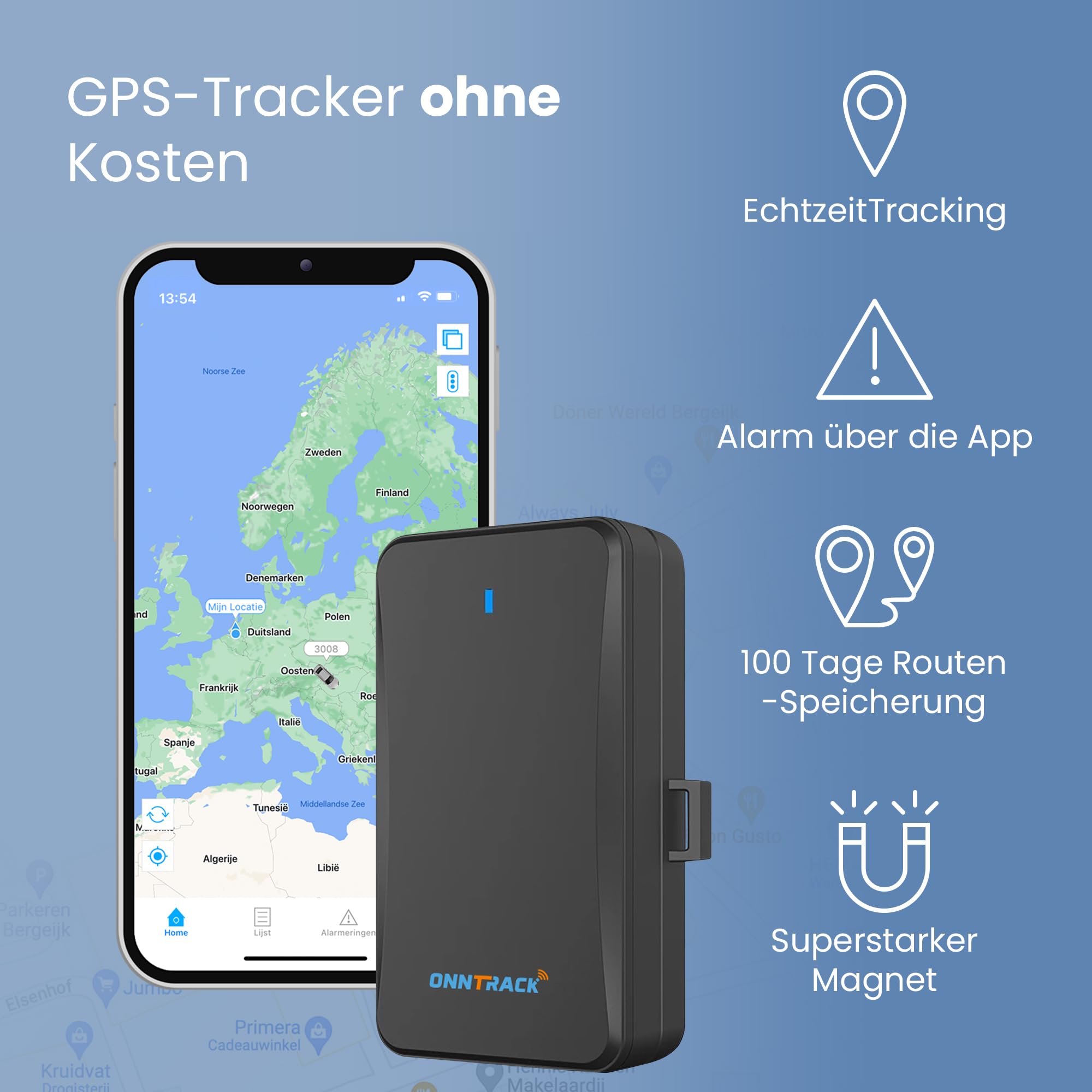 Portable Pro+ GPS Tracker Auto – Eingebauter Tracker mit Echtzeit GPS Live Tracking, Ohne ABO, 90 Tage Akkulaufzeit, 4G LTE Peilsender mit App-Steuerung und Manipulationsalarm