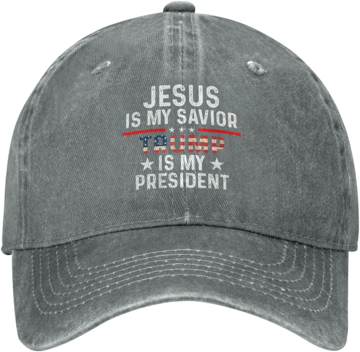 Jesus is My Savior Trump is My President Hat Men Dad Hat Adjustable Hat Gray
