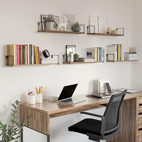 Miniatura 7 de Wallniture Avila - Estantes flotantes de 24 pulgadas para pared, organización de cocina y estantes de oficina, estantería para decoración de sala de