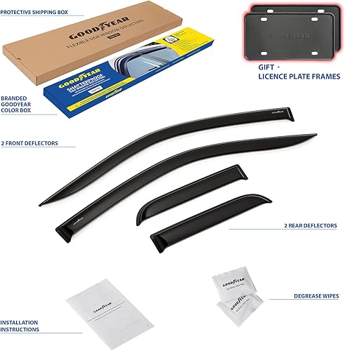 Miniatura 6 de Goodyear Deflectores de ventana lateral inastillables para camiones Ford F150 2004-2014 SuperCab, protectores de lluvia con cinta, viseras de