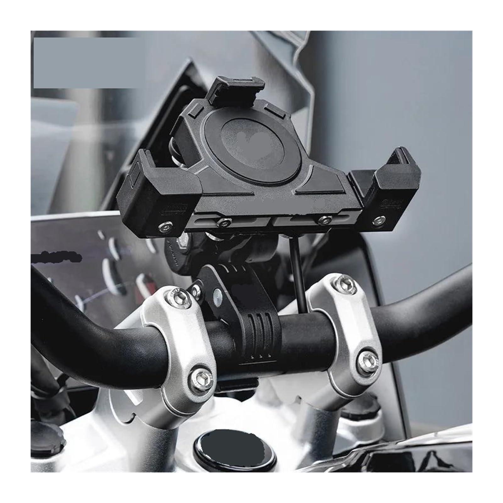 GPS téléphone Support pour Triangles Guidon Fixes Chargement sans Fil USB Navigation Support De Téléphone Portable Absorbant Les Chocs Moto(Power clamp)