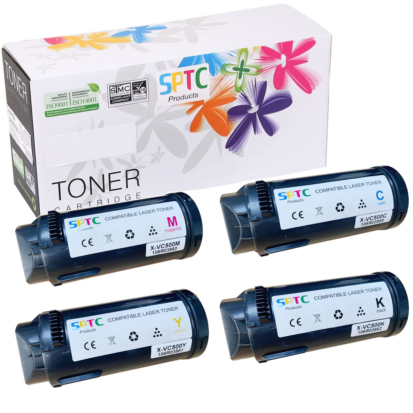SPTCCompatible Toner Cartridge 106R03862 106R03859 106R03860 106R03861 (4 Colors) for Xerox VersaLink C500 C505 C500DN C500N C505X C505S