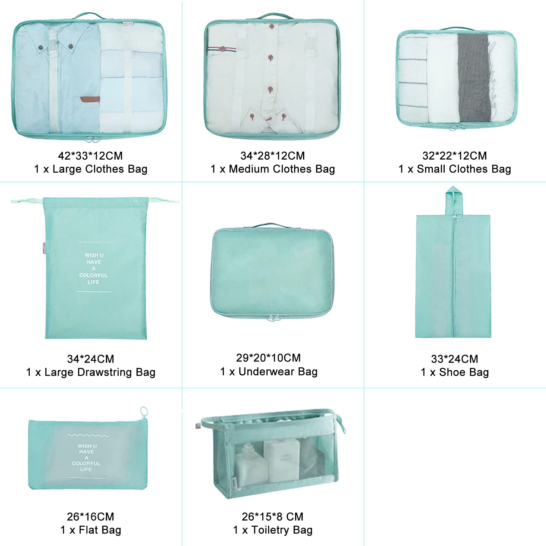 8 borse porta abiti, valigie migliorate, organizer per borse portaoggetti per vestiti asciutti, scarpe, biancheria intima(Blu navy) | Leroy Merlin