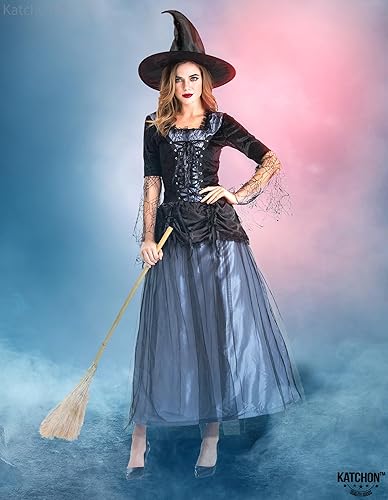 Miniatura 6 de KatchOn, Disfraz de bruja de Halloween para mujer, disfraz de bruja con sombrero negro Disfraces de brujas malvadas para mujer