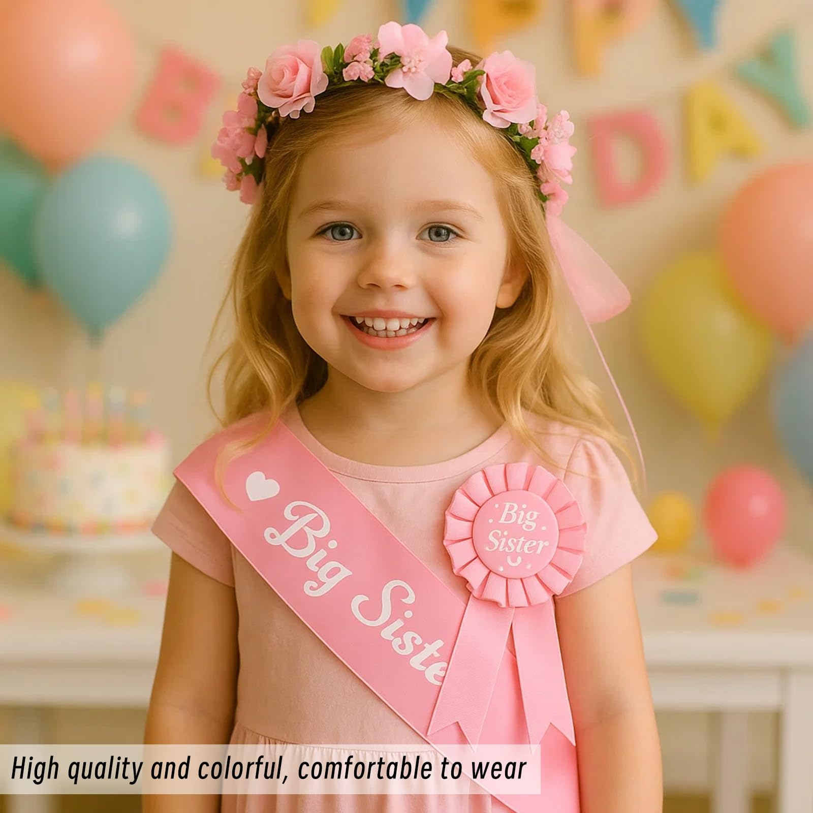Promoted to Big Sister 3-Piece Accessory Set, Big Sister Gifts with Satin Sash - Image 4