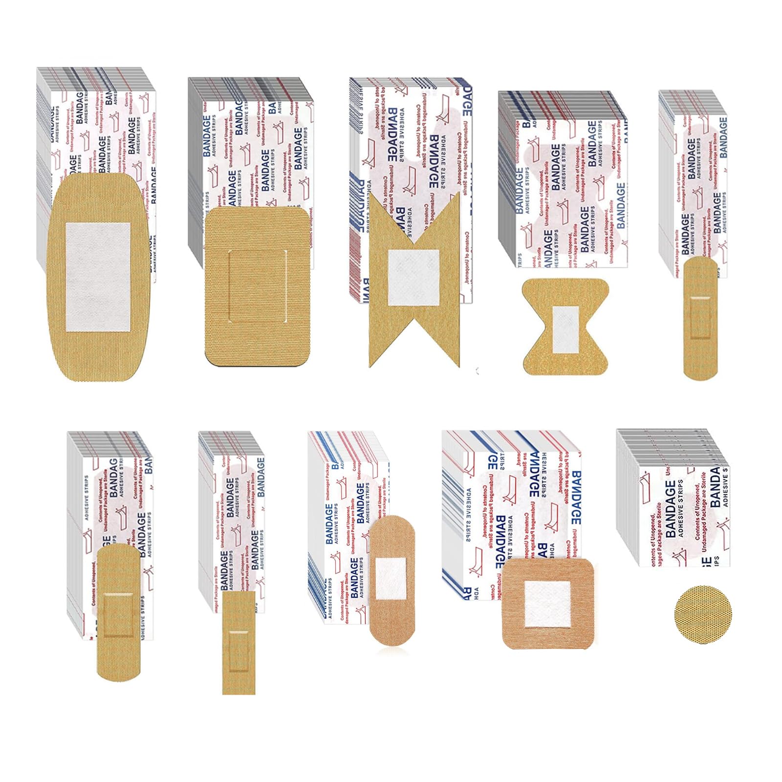 200 Pcs Variety Bandages Pack Assorted Sizes Fingertip Bandages Flexible Breathable Bandages Waterproof Bandages Bulk for Wound Care Scrapes Blister