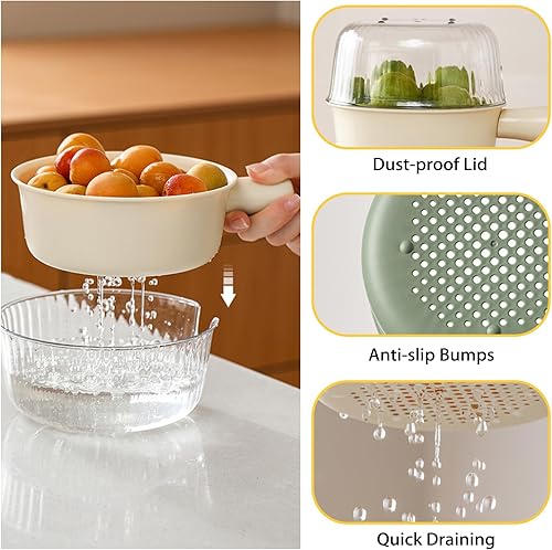 Miniatura 3 de Juego de 2 coladores pequeños de 2 piezas, perfecto para lavar frutas y verduras, sin BPA, cuencos coladores aptos para lavavajillas para fregadero