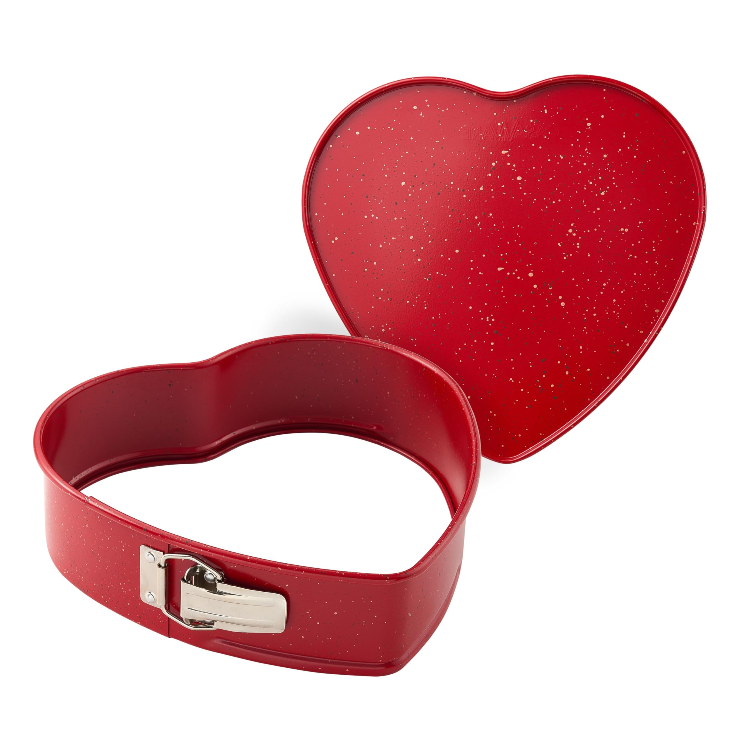 Heart Springform - Sartén de 10 pulgadas, revestimiento de cerámica, antiadherente, granito rojo 5