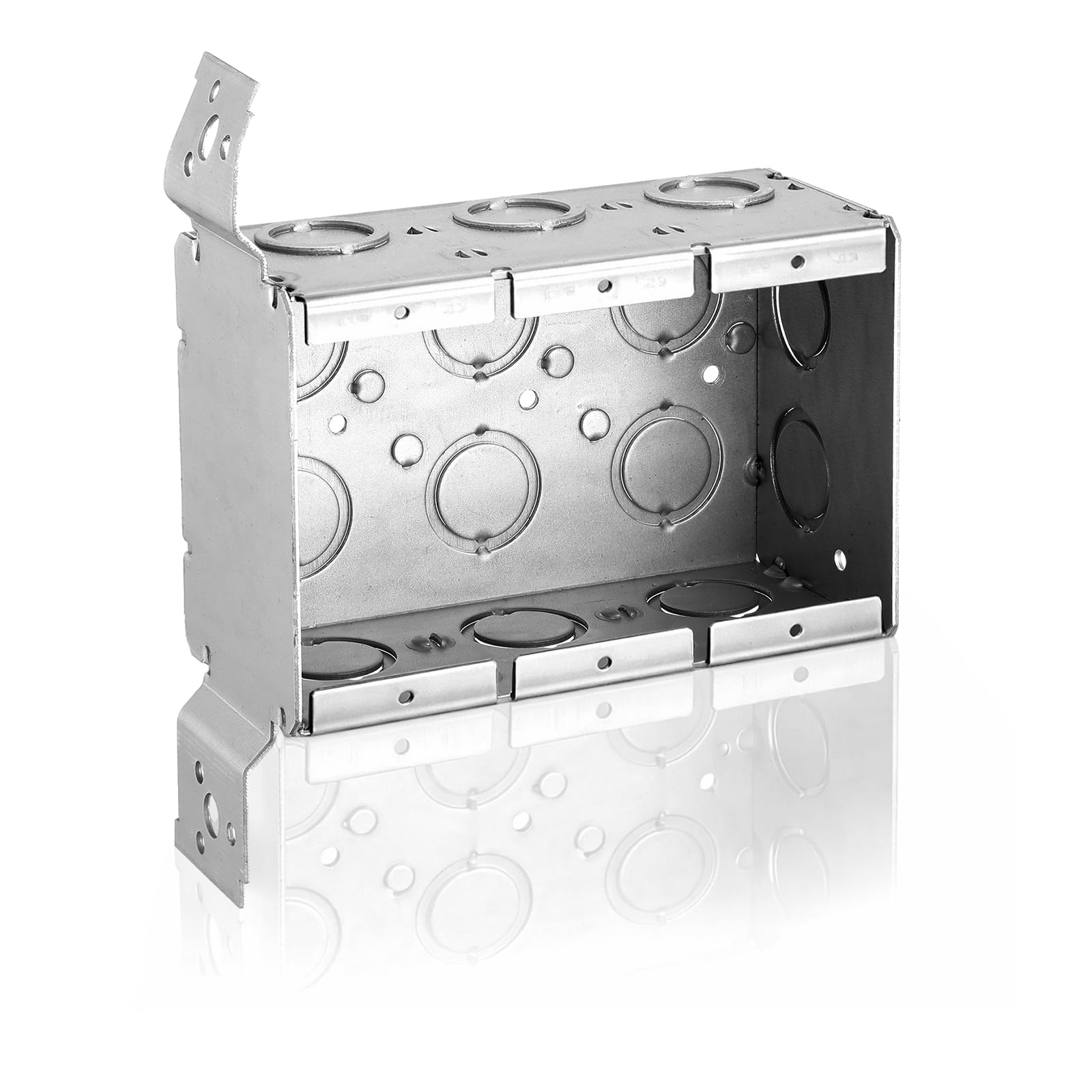 Yaocom Scatola elettrica a 3 bande in metallo da 6,3 cm, in acciaio zincato profondo, interruttore per muratura, scatola di giunzione elettrica con staffa laterale da 1/2" per installazione multipla