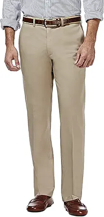 Haggar Men's Premium No Iron Khaki Straight Fit Flat Front Casual Pant