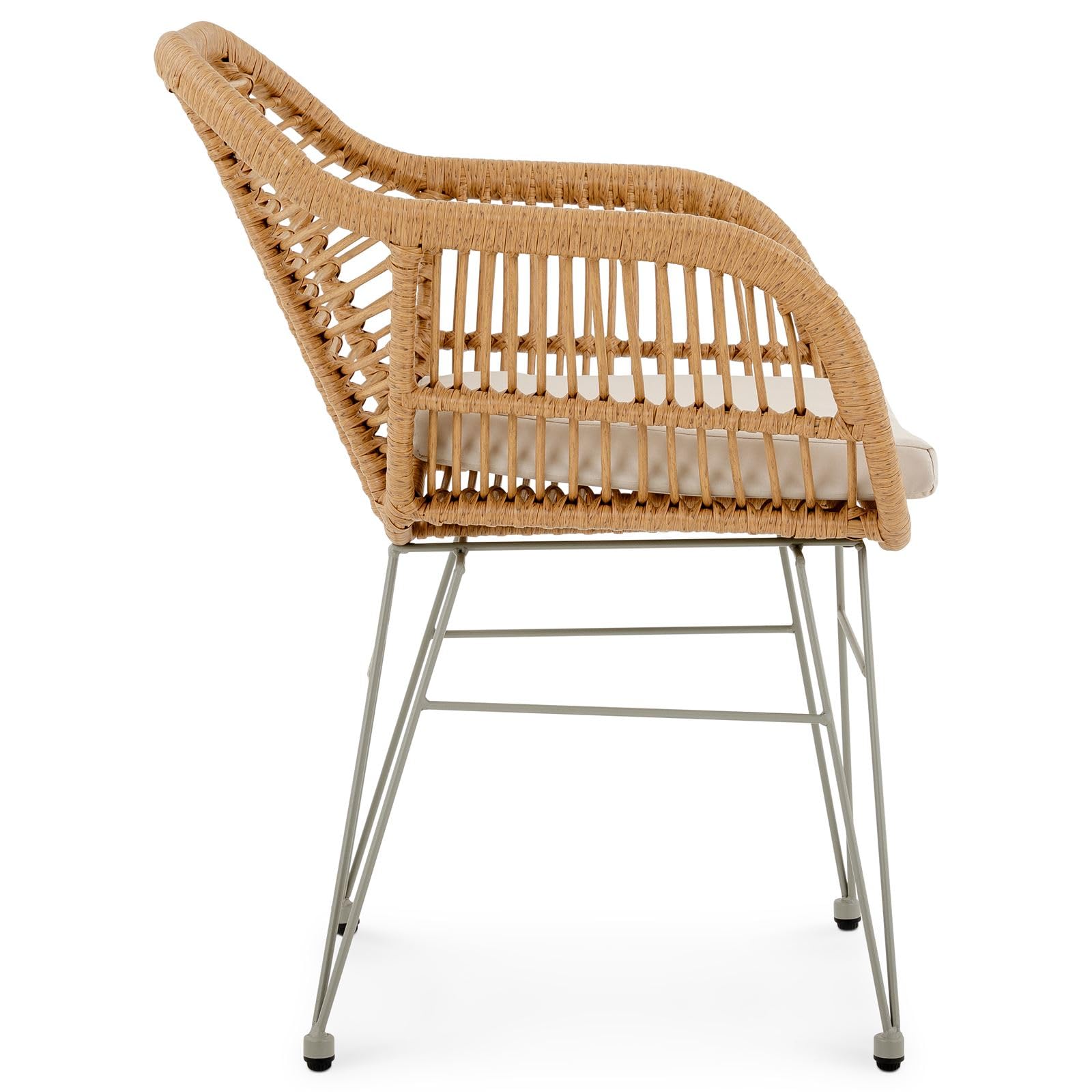 IDIMEX Lot de 2 chaises de Jardin Paramo, Imitation rotin Brun et Beige Fauteuil d'extérieur pour terrasse ou Balcon résistant aux UV, 4 Pieds en métal Anti-Rouille et Coussin d'assise Blanc