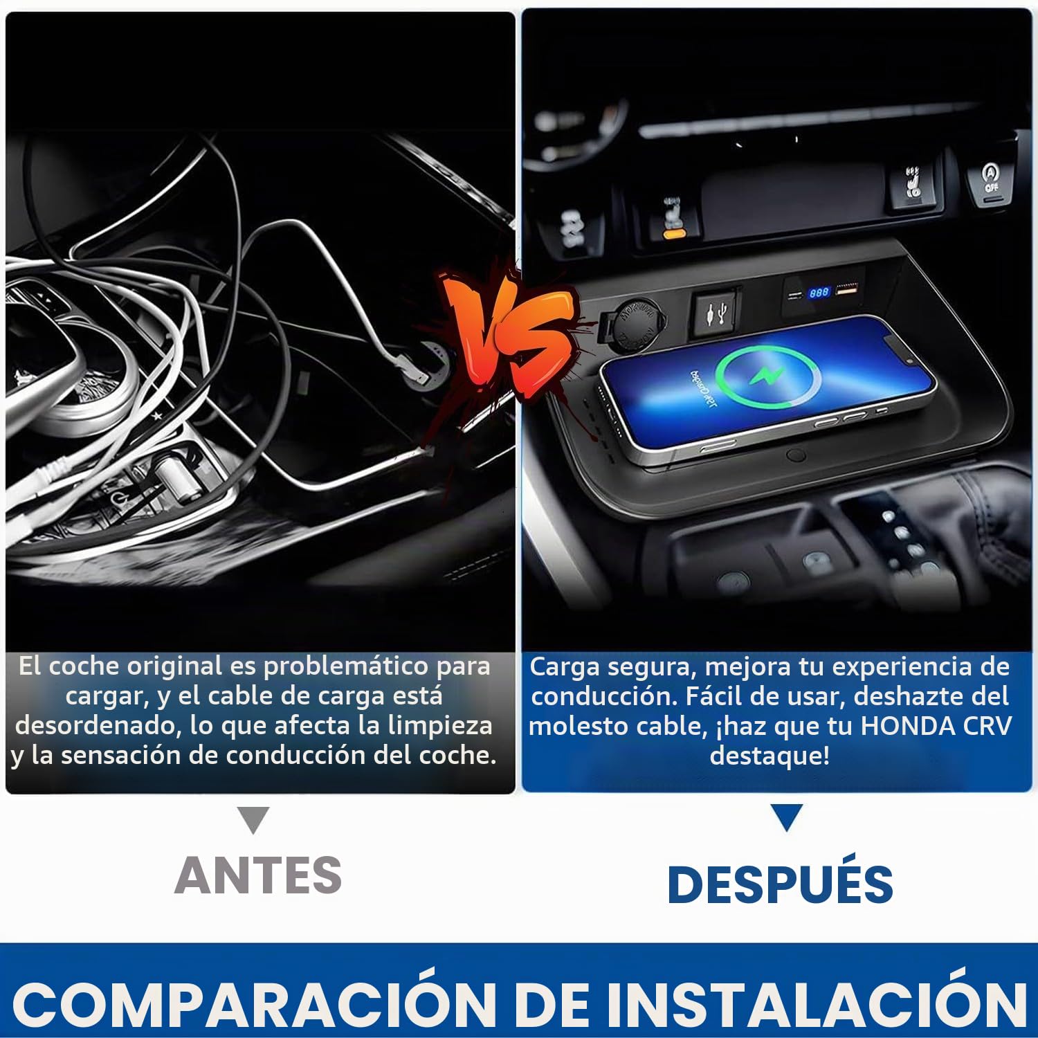 Cargador Inalámbrico Coche para Toyota RAV4 2019 2020 2021 2022 2023,15W Carga Rápida Auto Teléfono Cargador para Toyota RAV4 LE XLE Hybrid Premium XSE Limited SE Prime Accesorios(Left Drive)