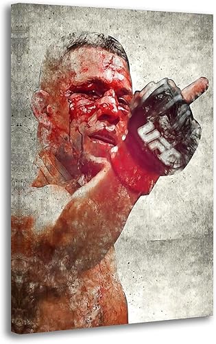 Nate Díaz - Póster artístico de boxeo de artes marciales mixtas de artes marciales mixtas y arte de pared, póster moderno para decoración de