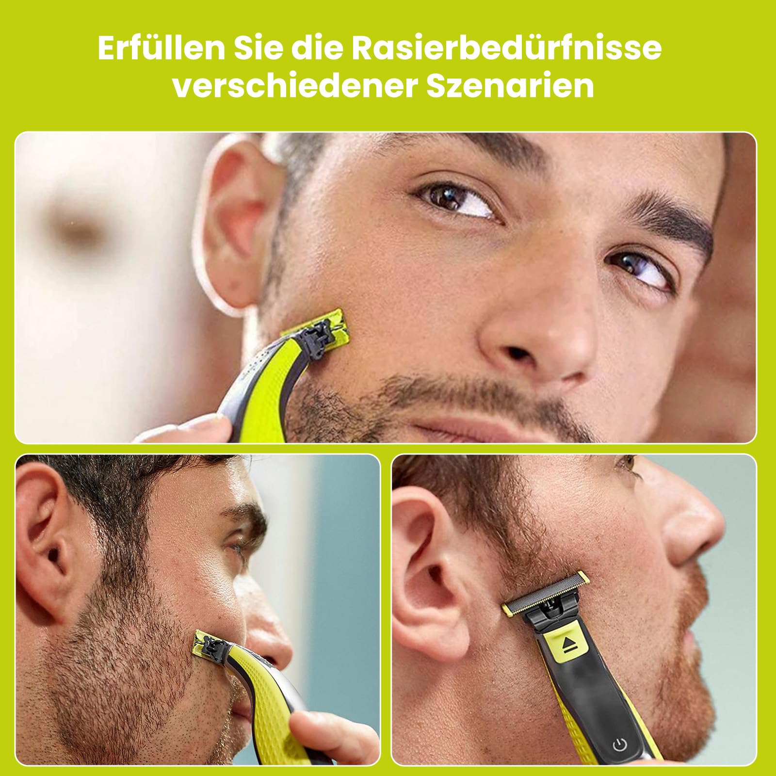4 Stück Ersatzklinge für OneBlade, Aus Rostfreiem Stahl, Langlebig und Präzise, Geeignet zum Trimmen von Körper- und Gesichtsbärten, Abgerundete Spitze, Sicher und Zuverlässig