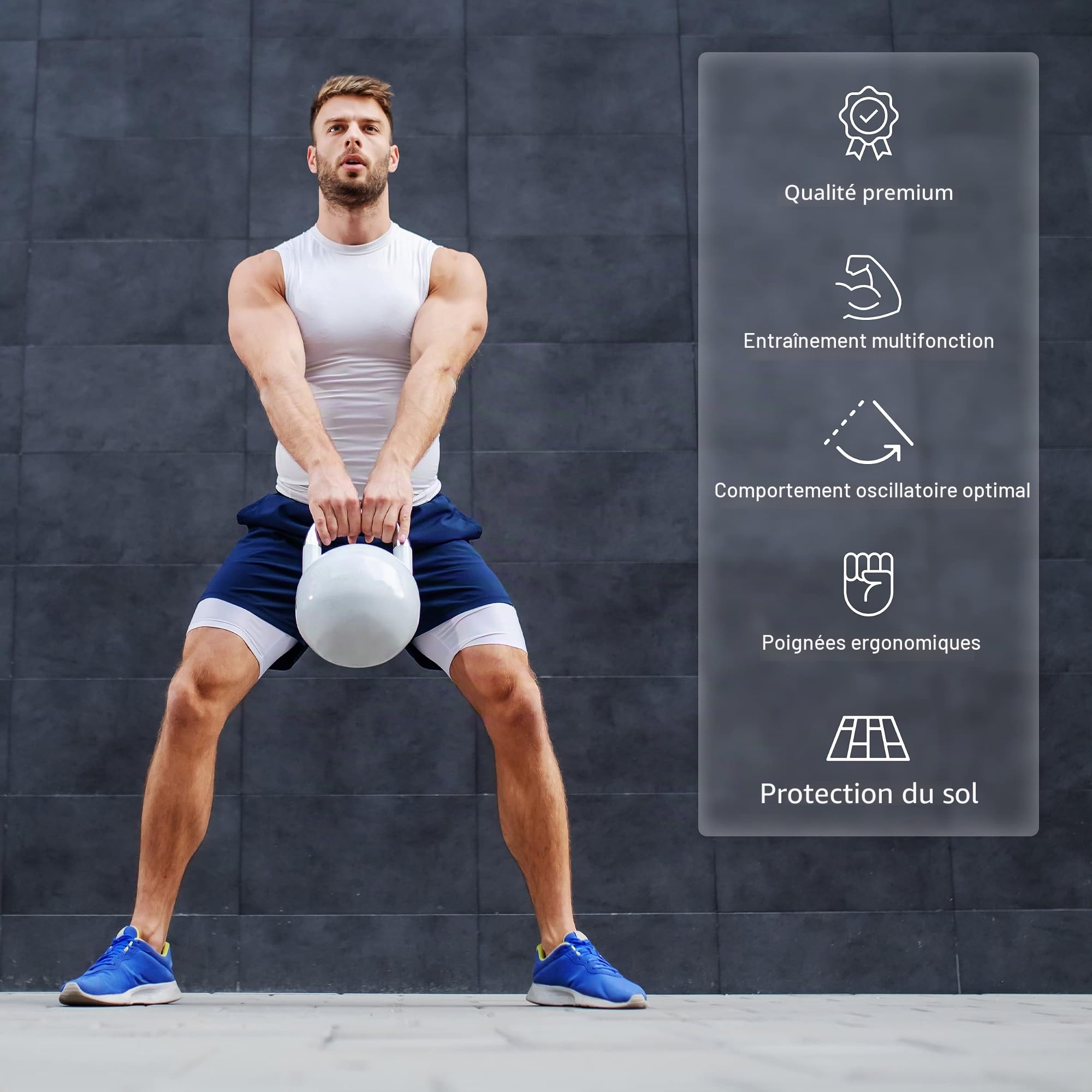 MSPORTS Kettlebell Competition Premium 4-36 kg avec poster d'exercices | Qualité studio professionnelle | Kettlebell de compétition