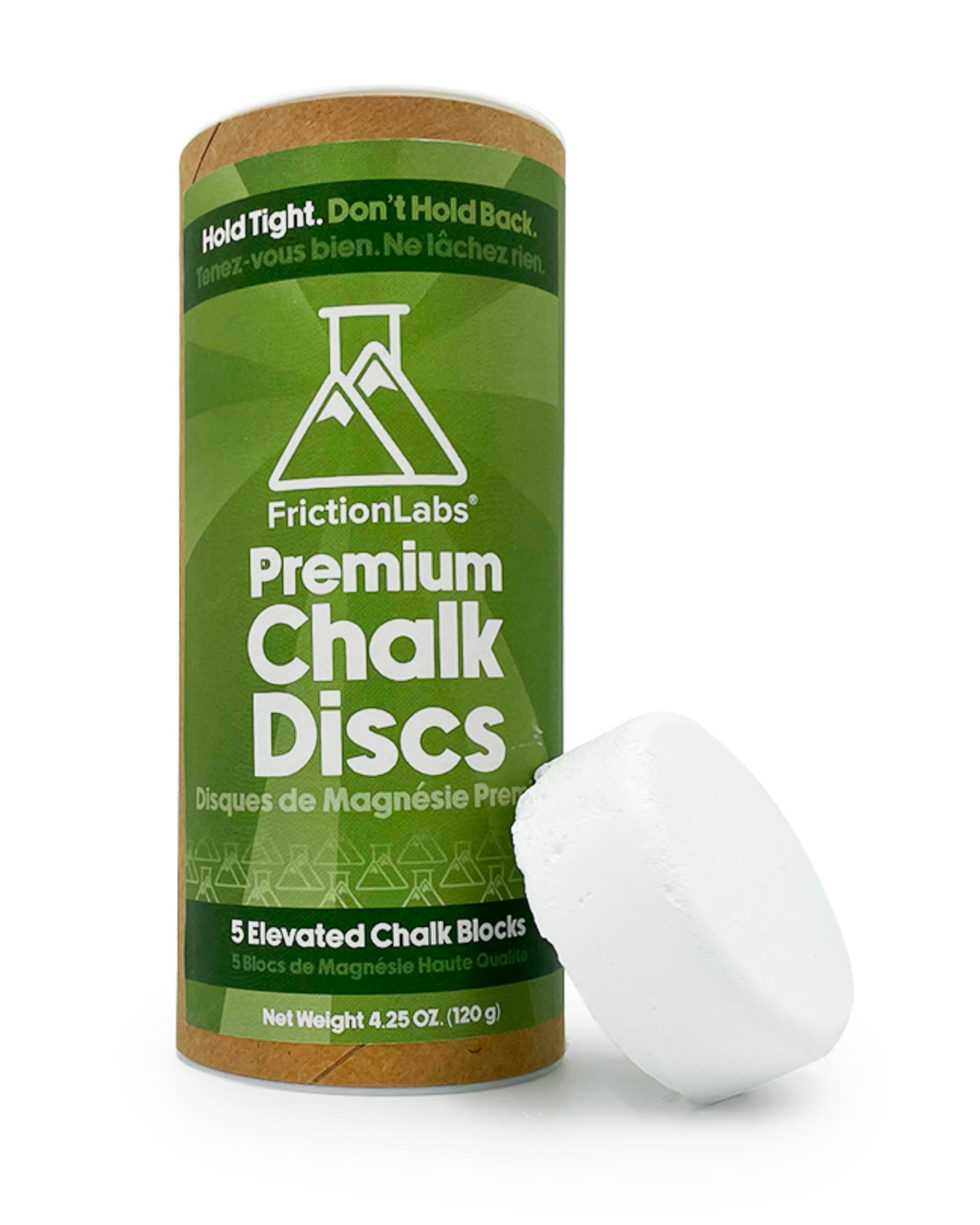 Friction Labs Discos de tiza – Bloques de tiza premium para gimnasio, escalada en roca, levantamiento de pesas, gimnasia y bolos – Tiza de gimnasio que absorbe la humedad, 5 discos individuales de