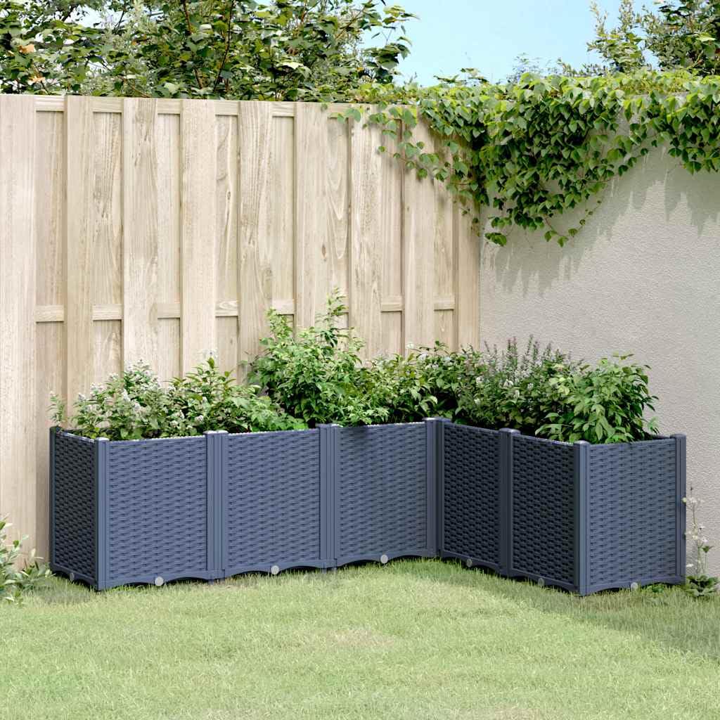Macetero de polipropileno 160 x 120 x 53 cm, diseño modular de 6 jardineras, polipropileno resistente con almacenamiento de humedad