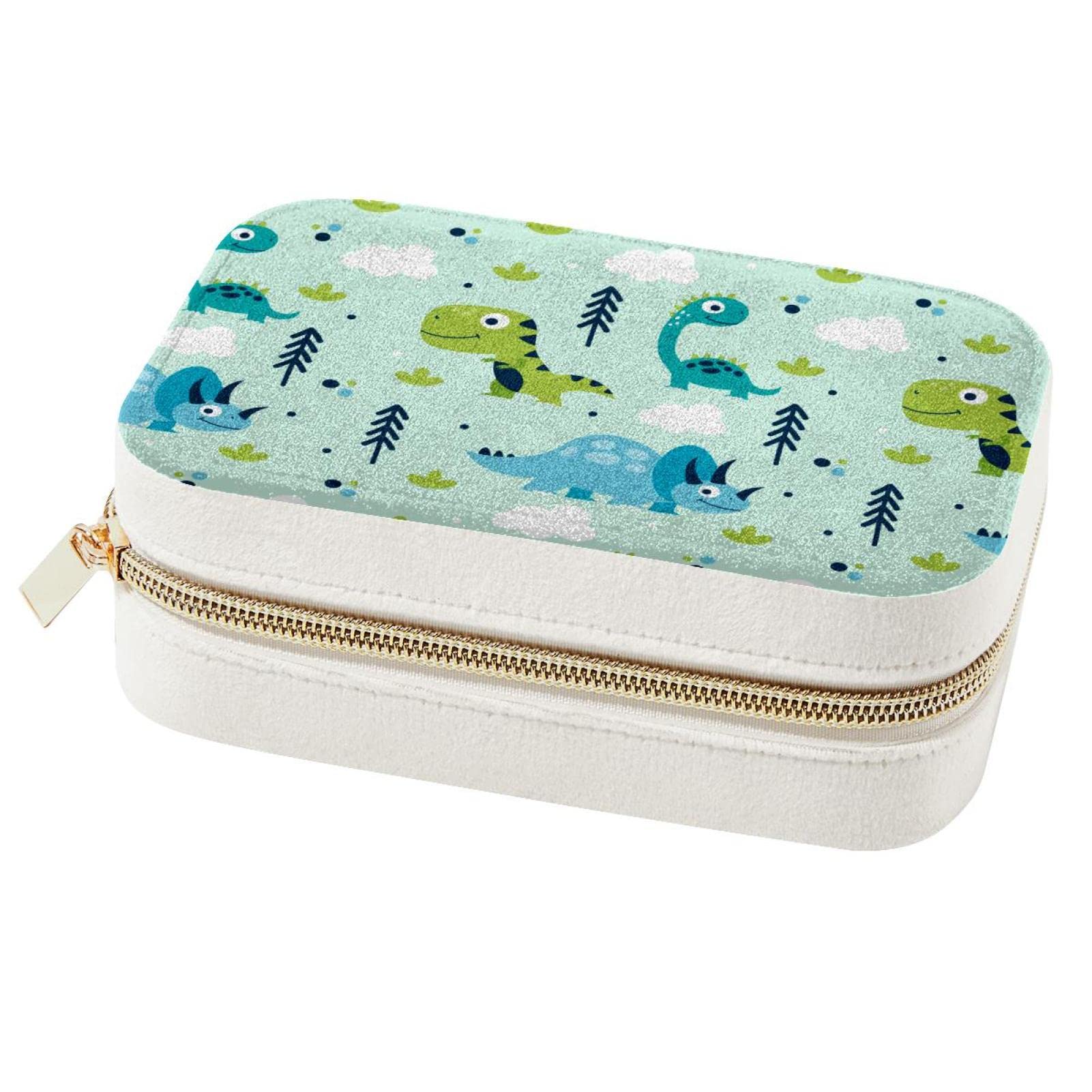 Boîte à bijoux dinosaure compacte pour voyage et rangement bagues