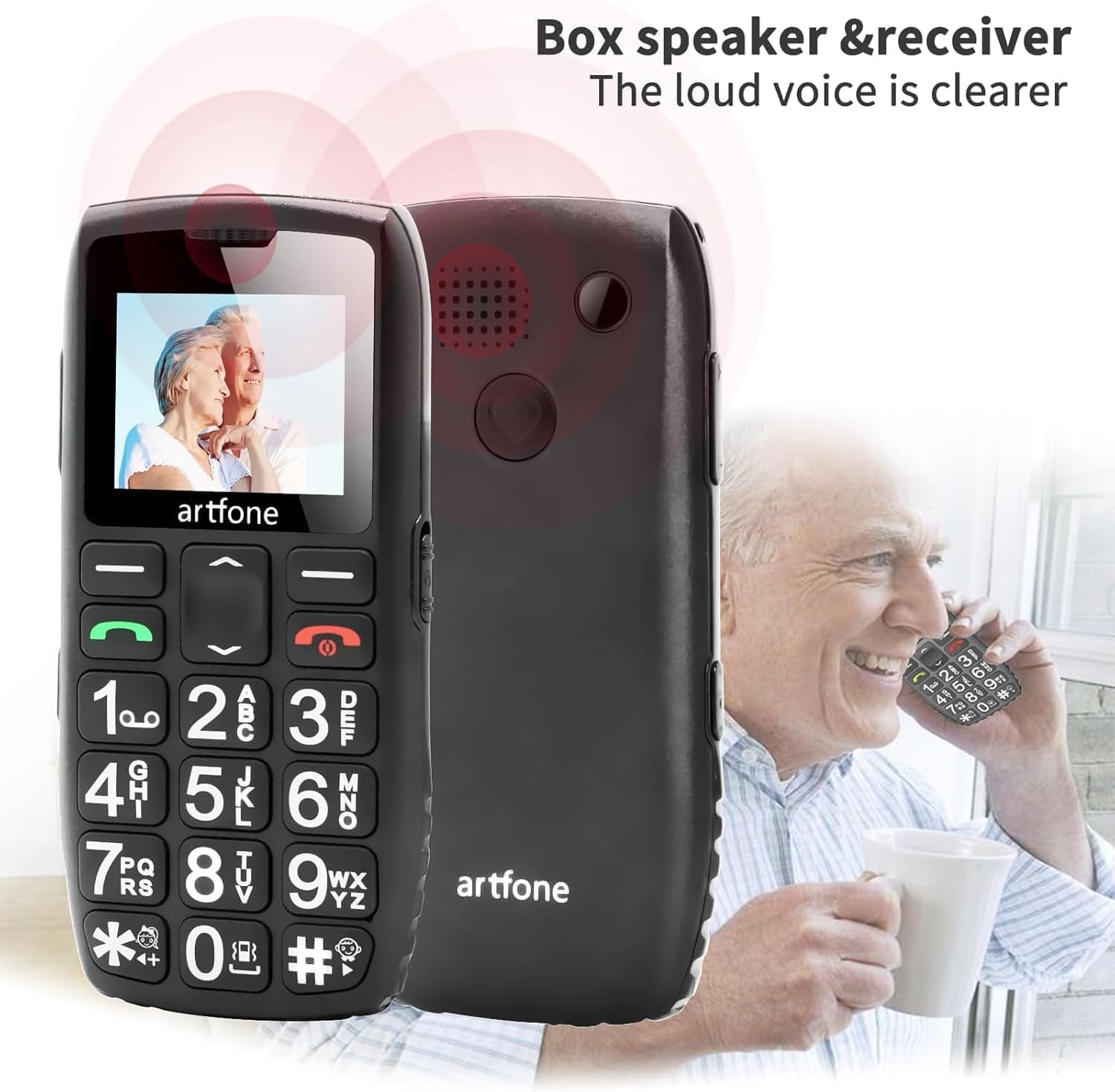 artfone C1+4G Pro Seniorenhandy Ohne Vertrag丨Großtastenhandy mit Ladestation丨Rentner Handy große Tasten丨1800mAh Akku Handy für Senioren丨SOS-Taste丨Sprachansage丨Kurzwahl丨USB-C丨Bluetooth丨FM Radio-Schwarz