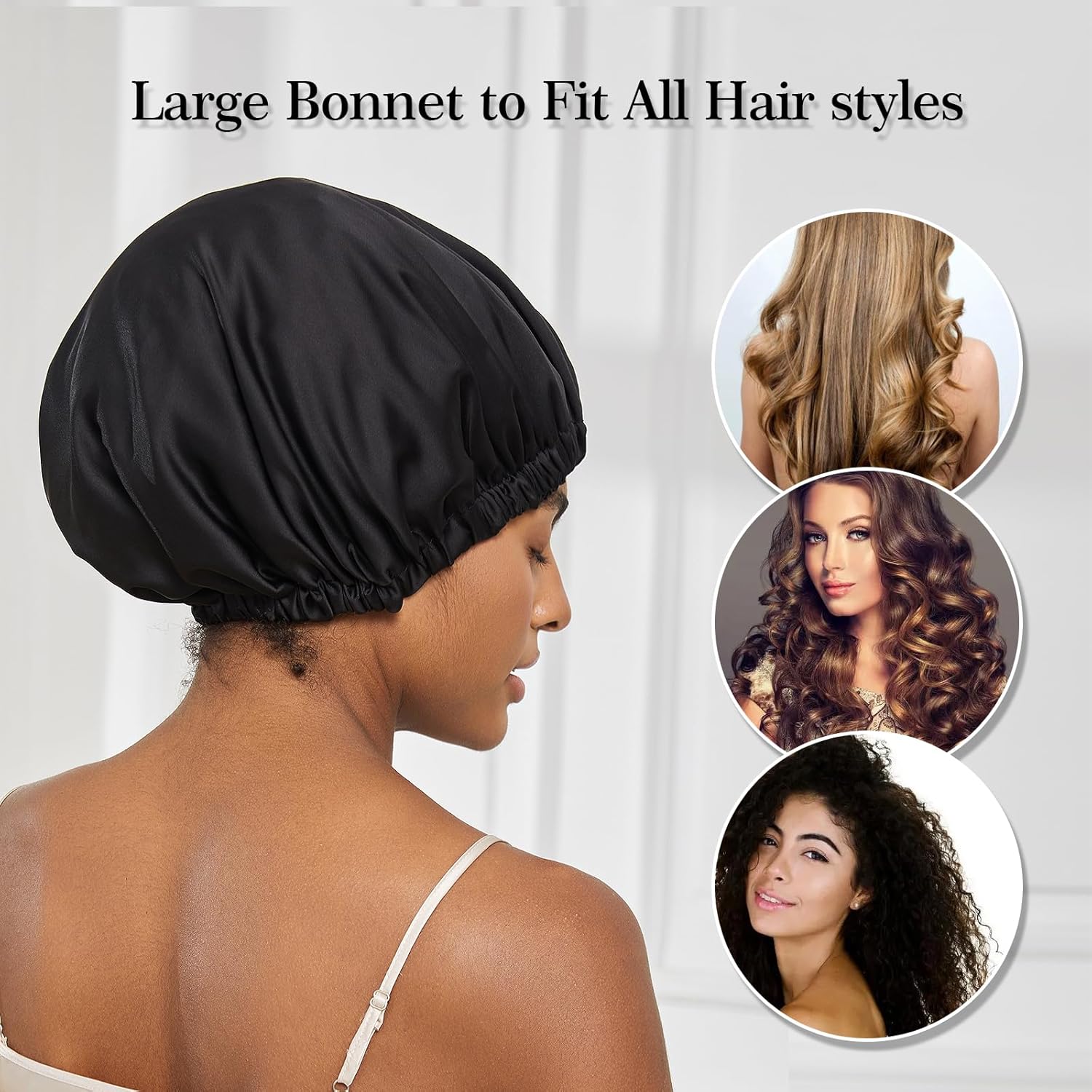 Satin Bonnet Silk Bonnet for Sleeping Women Double Layer Hair Bonnet Wrap Sleep Cap Gifts for Women Curly Hair - Image 4