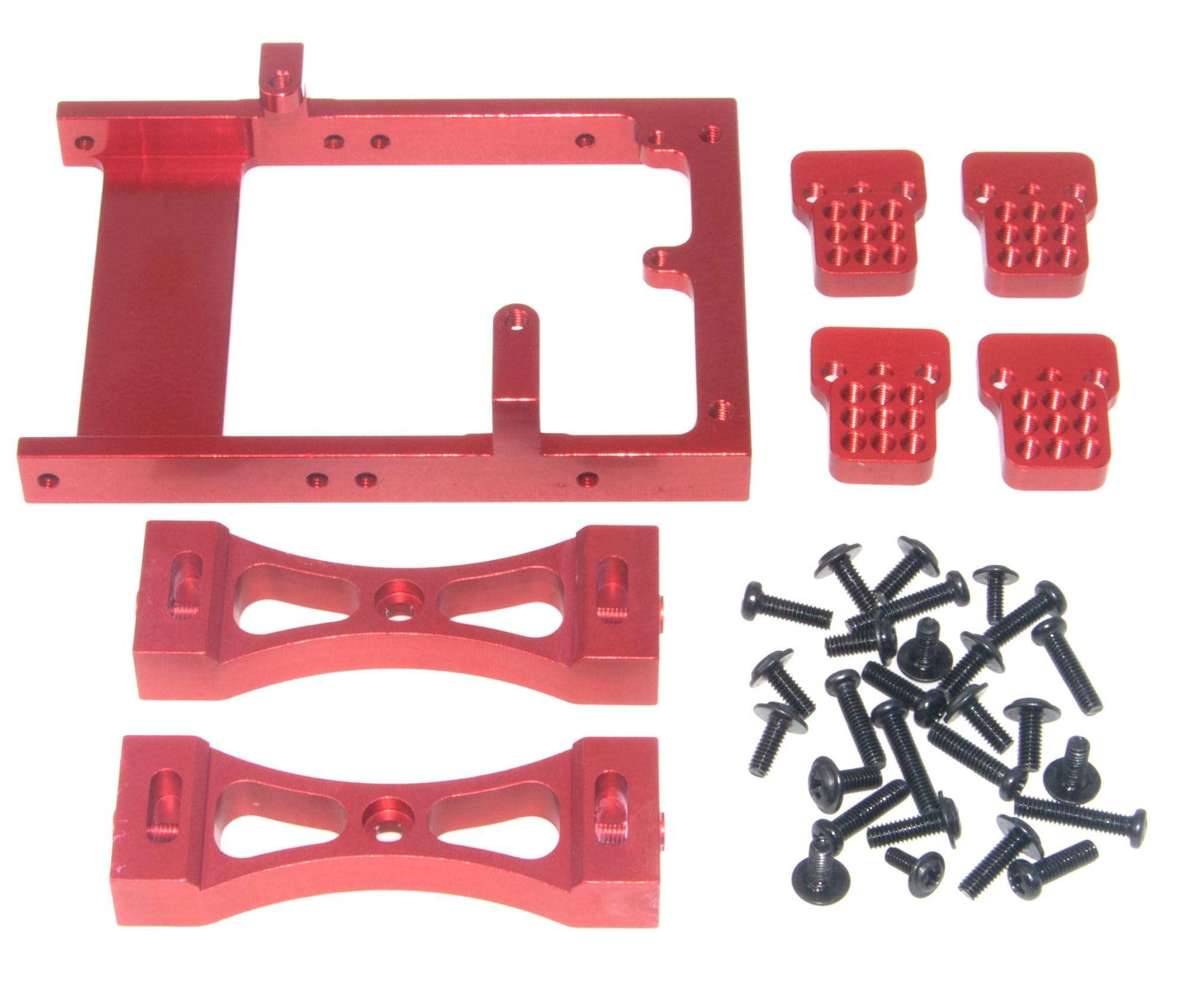 Servo Mount & Fixed Bracket & Extender Seat Mount Compatible with 1/12 MN D90 D91 Parts D96 99S MN99S and 1/16 C14 C24 C34 B14 B24 RC Car Aluminum Alloy Upgrade Replace(Red)