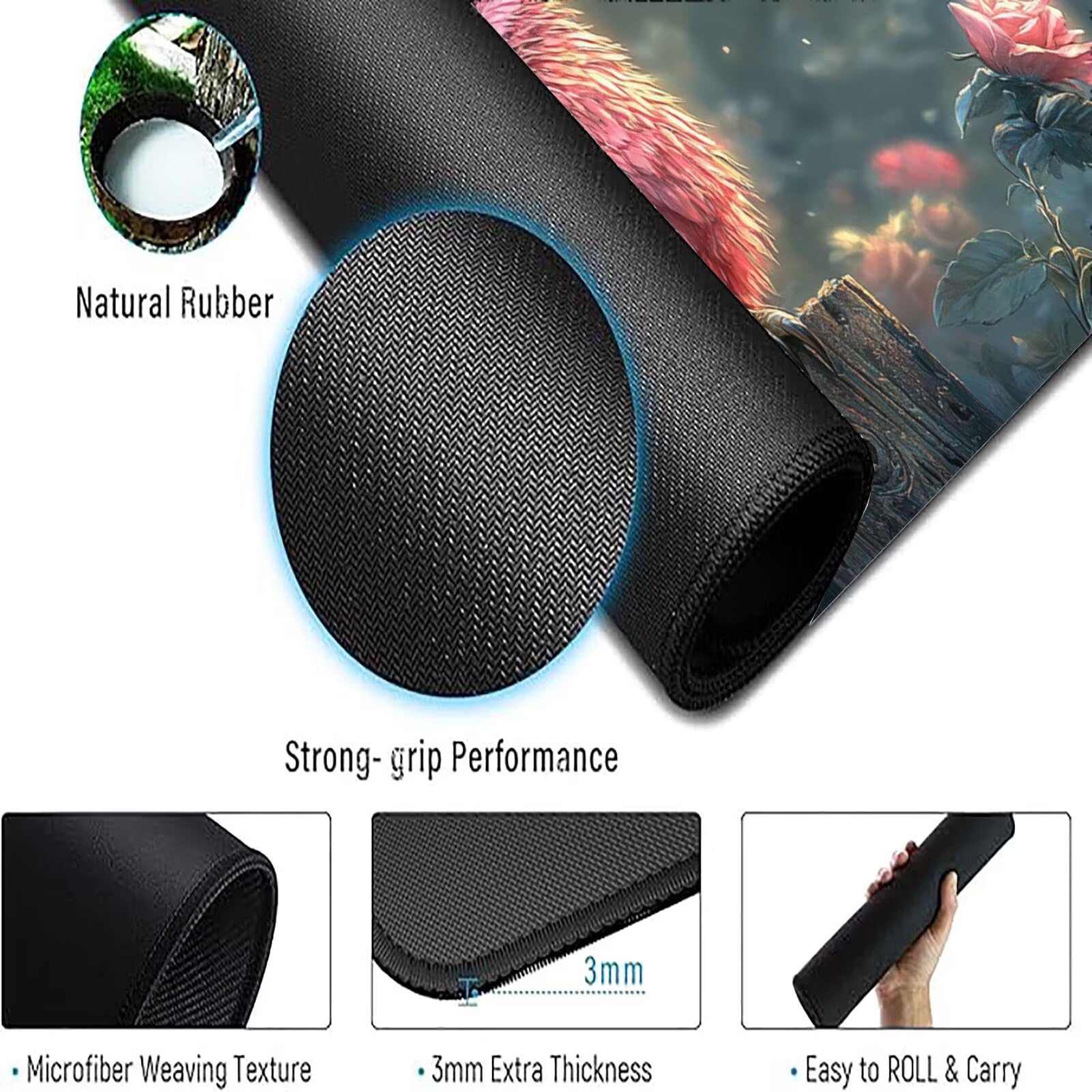 Podkładka pod mysz dla graczy liliowa podkładka pod mysz XXL 1600 x 800 mm mata biurowa podkładka pod mysz zwierzęcą wodoodporna akcesoria biurowe do gier szyte krawędzie poprawia precyzję i szybkość