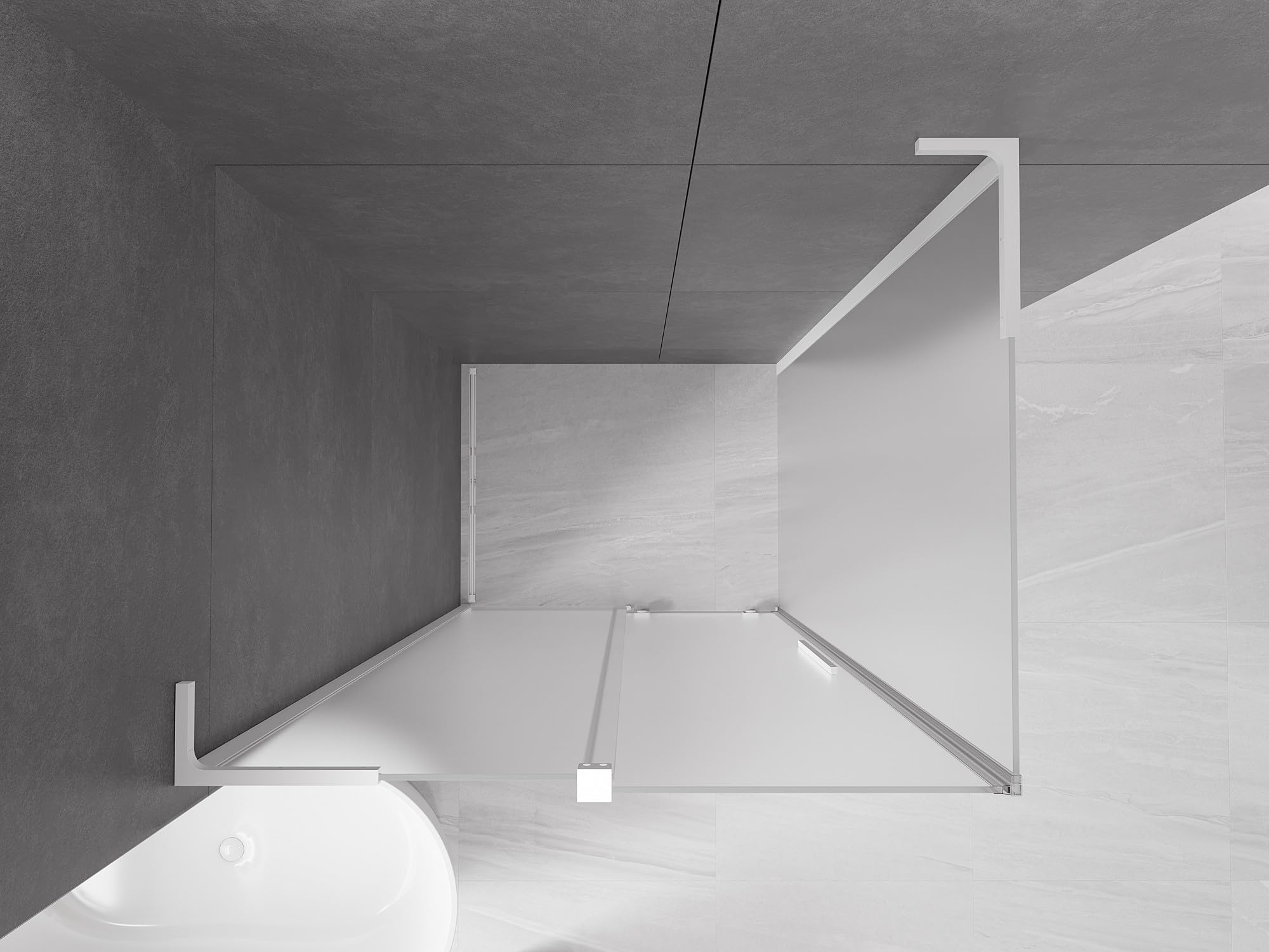 Mexen - Velar L - Box doccia estensibile 120 x 90 cm, colore grigio, bianco