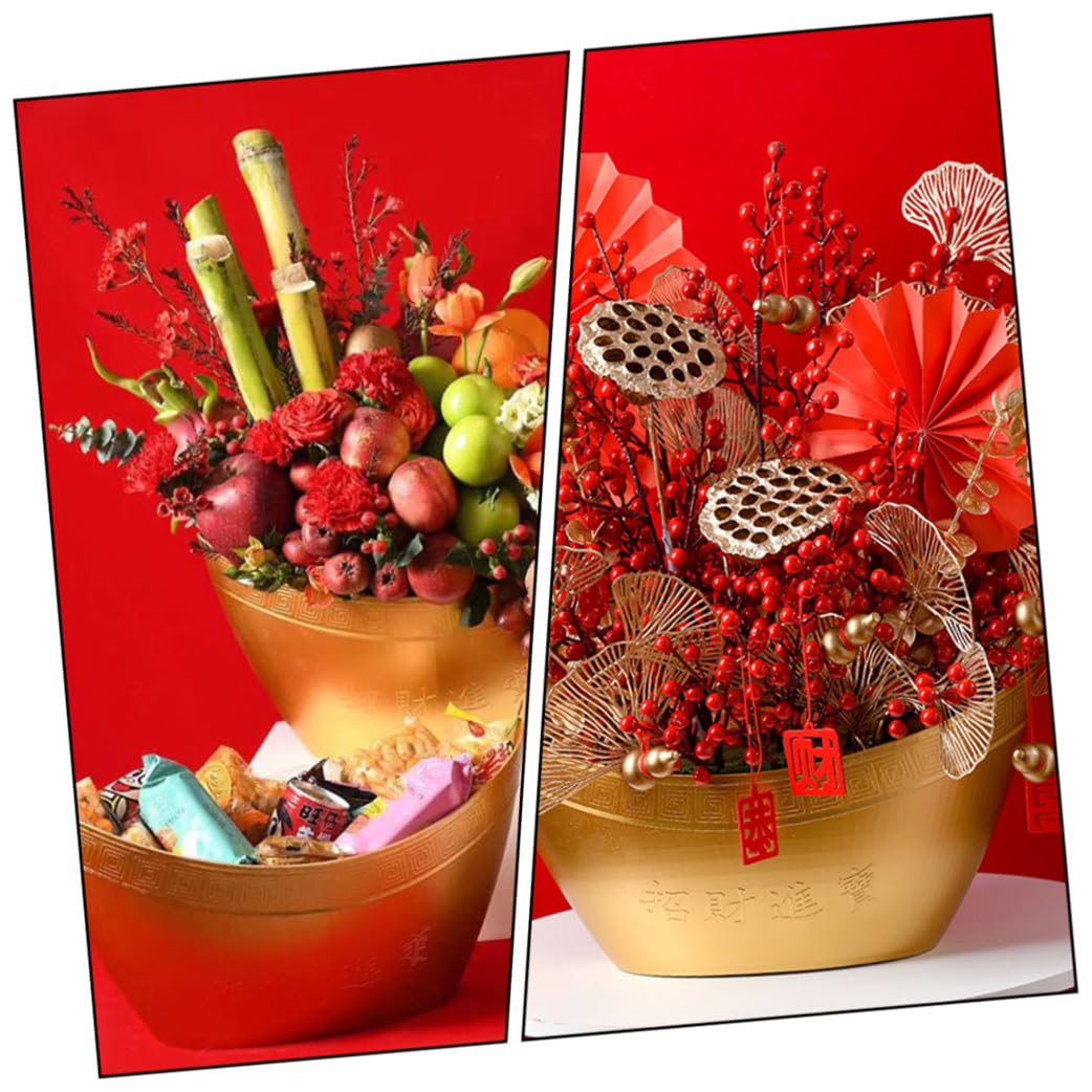 FUNOMOCYA Elegante Geschenkbox in Ingots-form Tragbarer Blütenbehälter aus Langlebigem Material Kompakte Aufbewahrungsbox für Blumen Früchte und Süßigkeiten Stilvolle Neujahrs-deko und