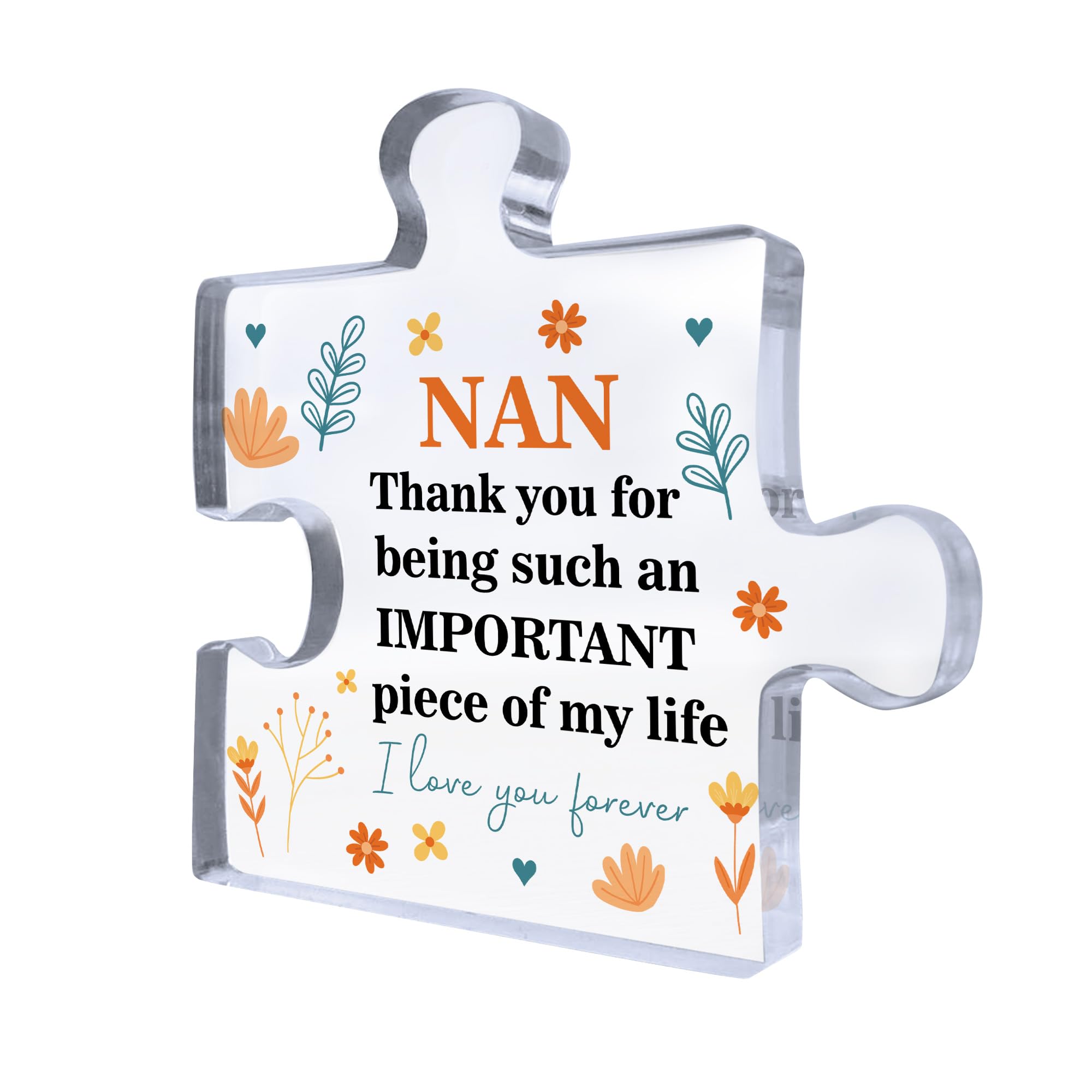 Red Ocean Thank You Gift For Nan Puzzle Piece IMPORTANT PIECE OF MY LIFE Nan Gifts For Birthday From Granddaughter Grandson Nan Gifts Novelty Gift For Her