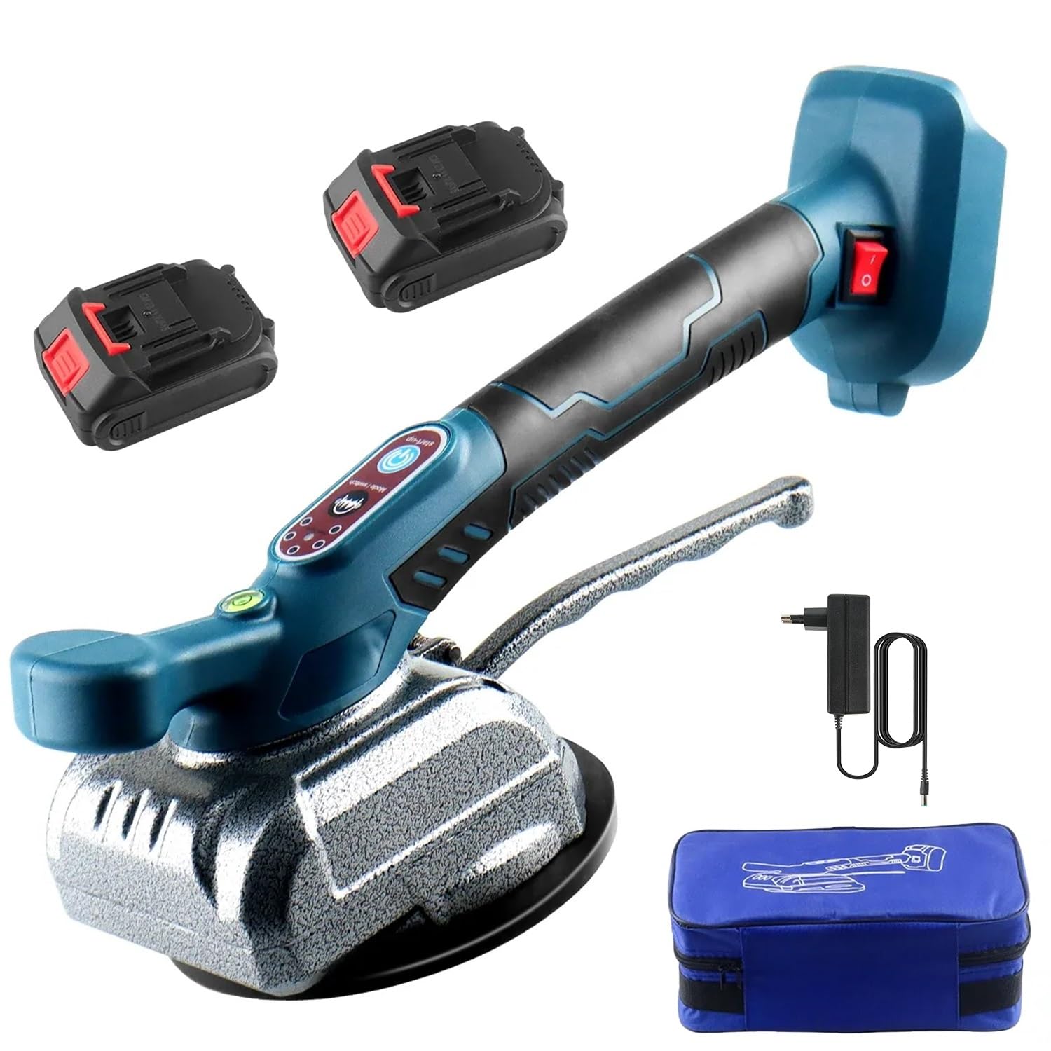 vibratore elettrico per piastrelle, batteria da 18 V, vibratore per piastrelle a 5 marce, con batteria da 4000 mAh, ventosa da 130 mm, dispositivo di vibrazione a batteria, vibratore per piastrelle da