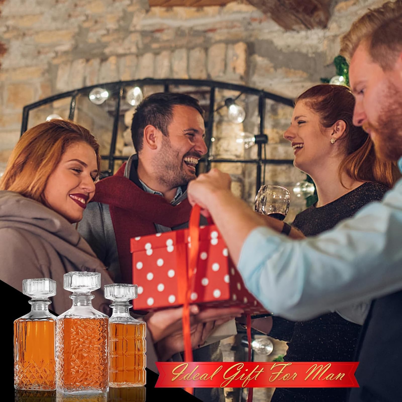 3 szklane karafki do alkoholu, karafki na alkohol, karafka do wina ze szkła kryształowego, akcesoria do napowietrzania wina dla miłośników wina