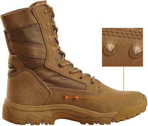 Miniatura 3 de FREE SOLDIER Botas tácticas para hombre de 8 pulgadas, ligeras, botas de combate duraderas, botas de trabajo militares de gamuza duradera, botas de