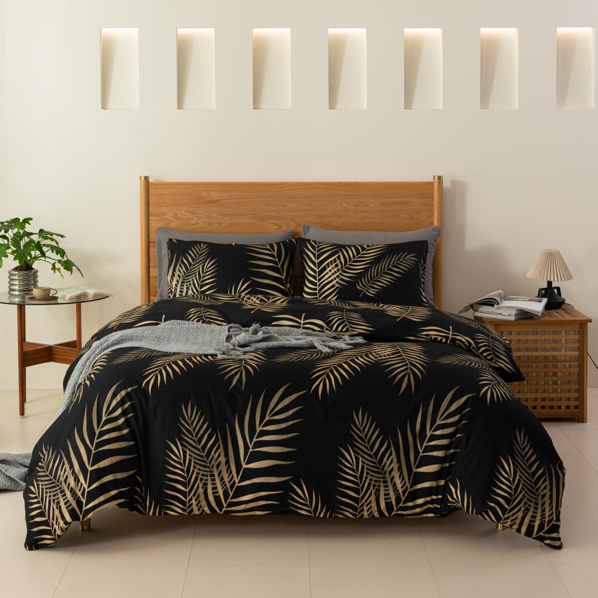 SUCHDECO Beddengoed, 220 x 240 cm, 3-delig, grijs en geel