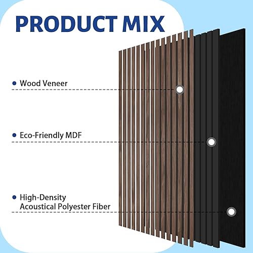 Miniatura 6 de AKK-Star - Paneles de pared de listones de madera acústica plegados, 1 paquete de 94.4 x 23.6 x 0.7 pulgadas, se pliega a 2 paneles de pared 3D de