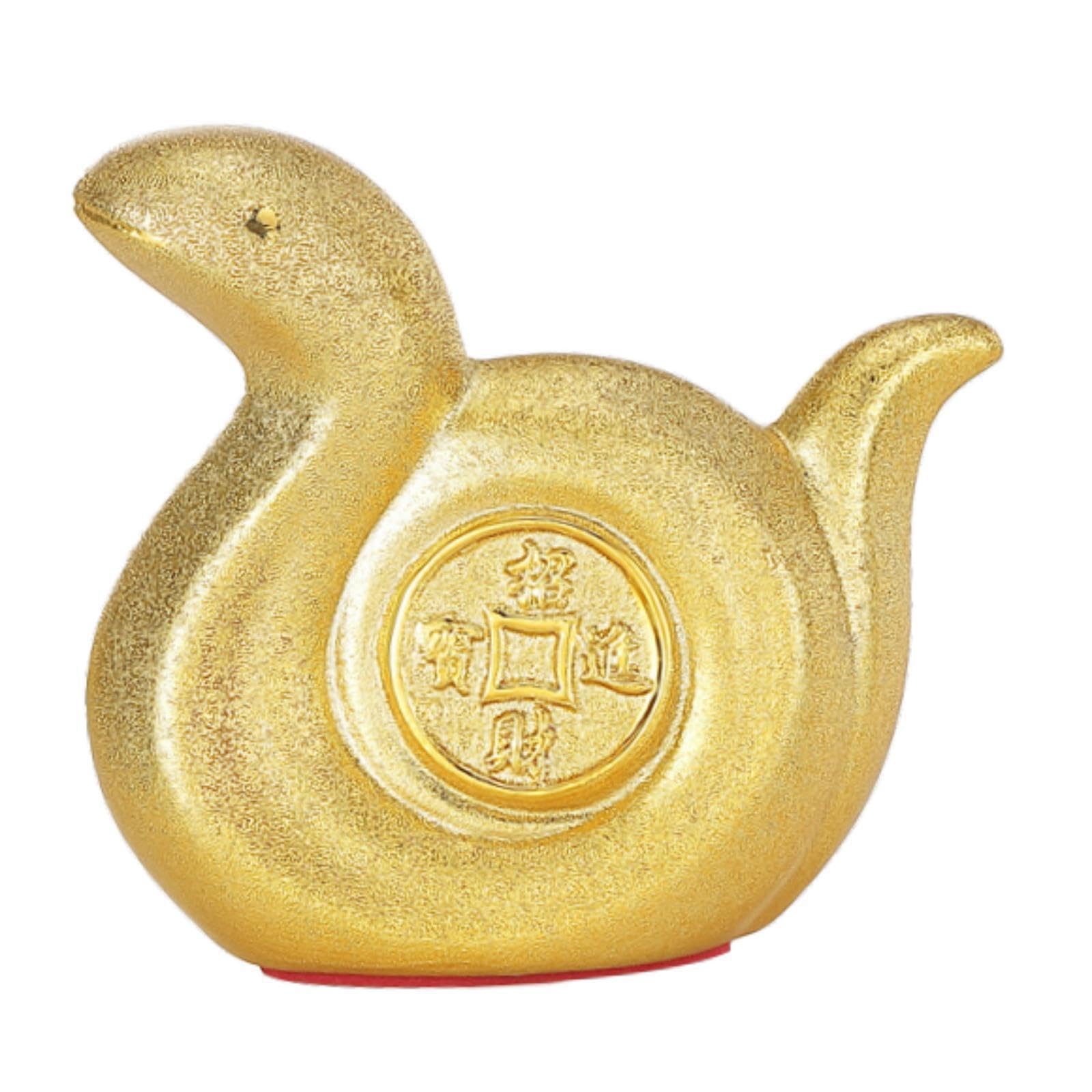 PIXZCSA Unique Snake Piggy Bank Elegant Ceramic Sculpture For Home Office Spaces And Gift Opportunities Bookshelves Ceramic Statue Figurine Home Office, Golden, 12x5x11cm
