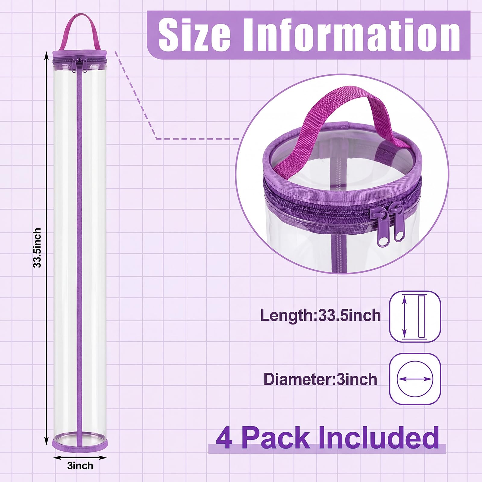 4 sacchetti per tappetino Mahjong lunghi 85,1 cm, viola