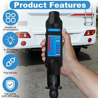 7 Pin Car Trailer Plug Tester, 12V Towbar Wiring Tester with 6LED for Car