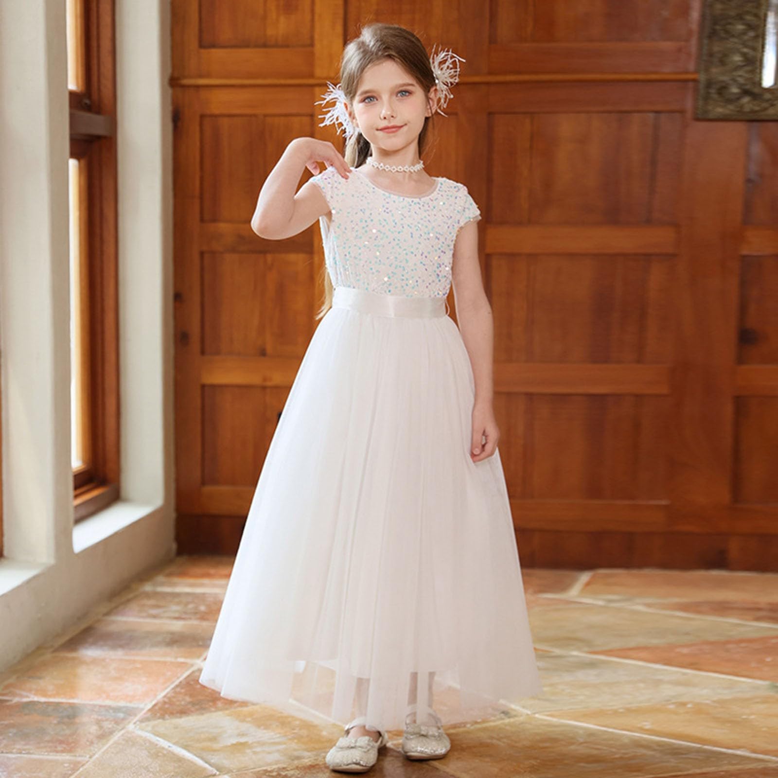 Elegantes Mädchen-Abendkleid für Aufführungen und Schönheitswettbewerbe: Tutu-Kleid mit Rock Schärpe