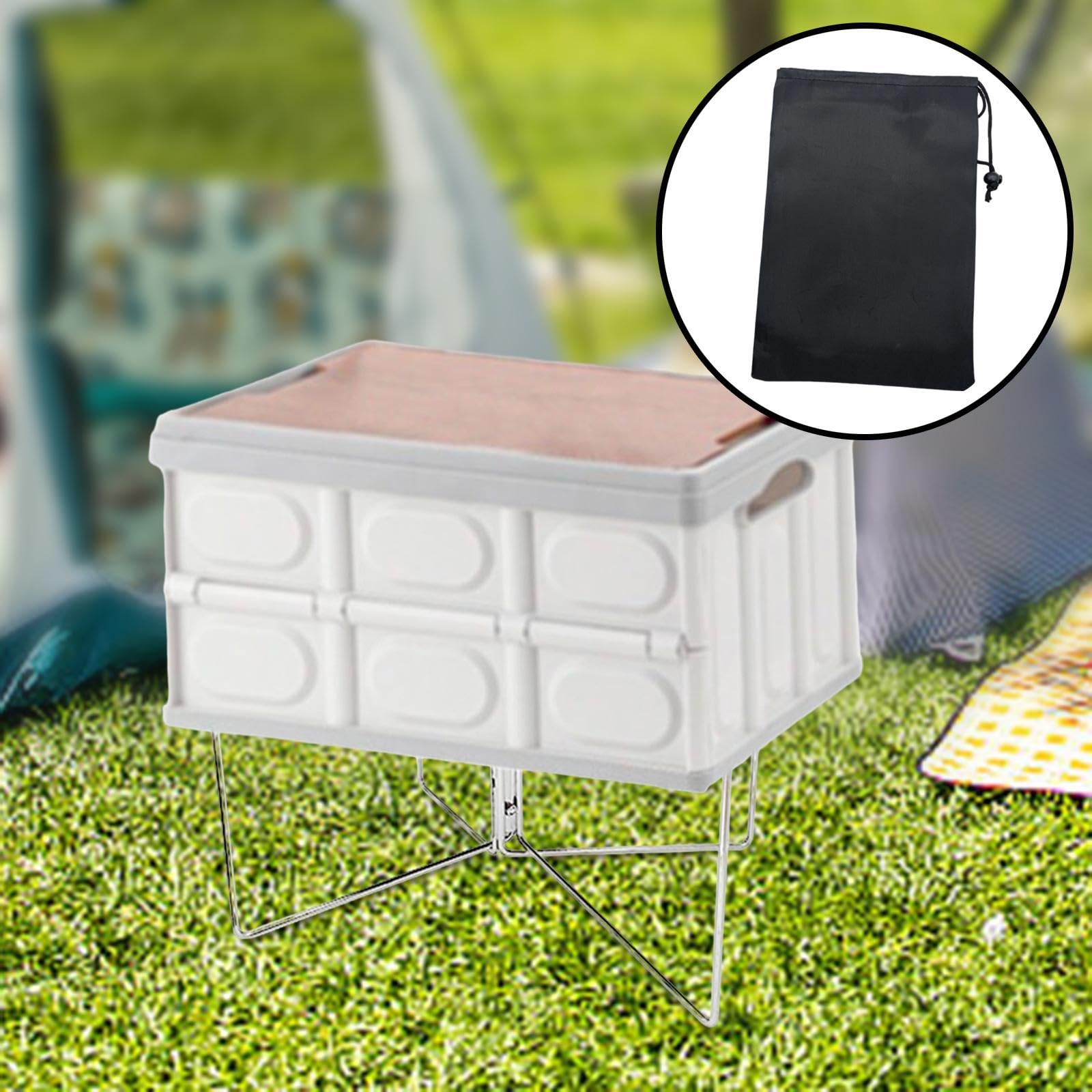 RNXRZANK Foldable Cooler Stand Camping Furniture Travel Folding Ice Box Holder Luggage Rack, Silver