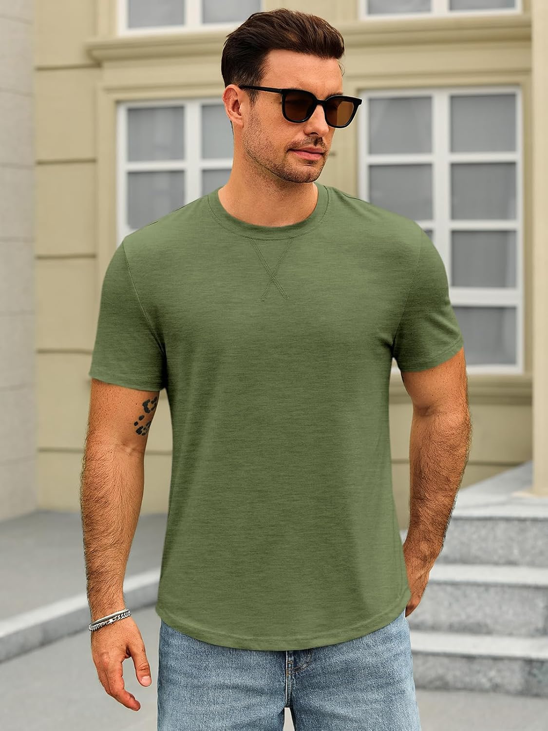 Runcati Mens Short Sleeve T-Shirts Crew Neck Casual Shirt Summer Classic Basic Lightweight Fashion Tees image 2