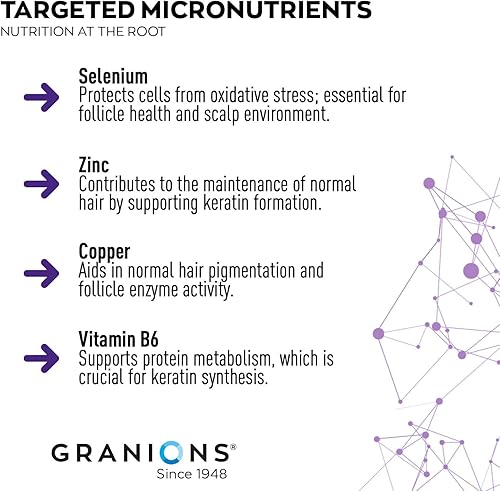Miniatura 4 de Granions Suplementos capilares para el crecimiento del cabello en polvo, fuerza, grosor, densidad, apoyo para la pérdida para mujeres y hombres,