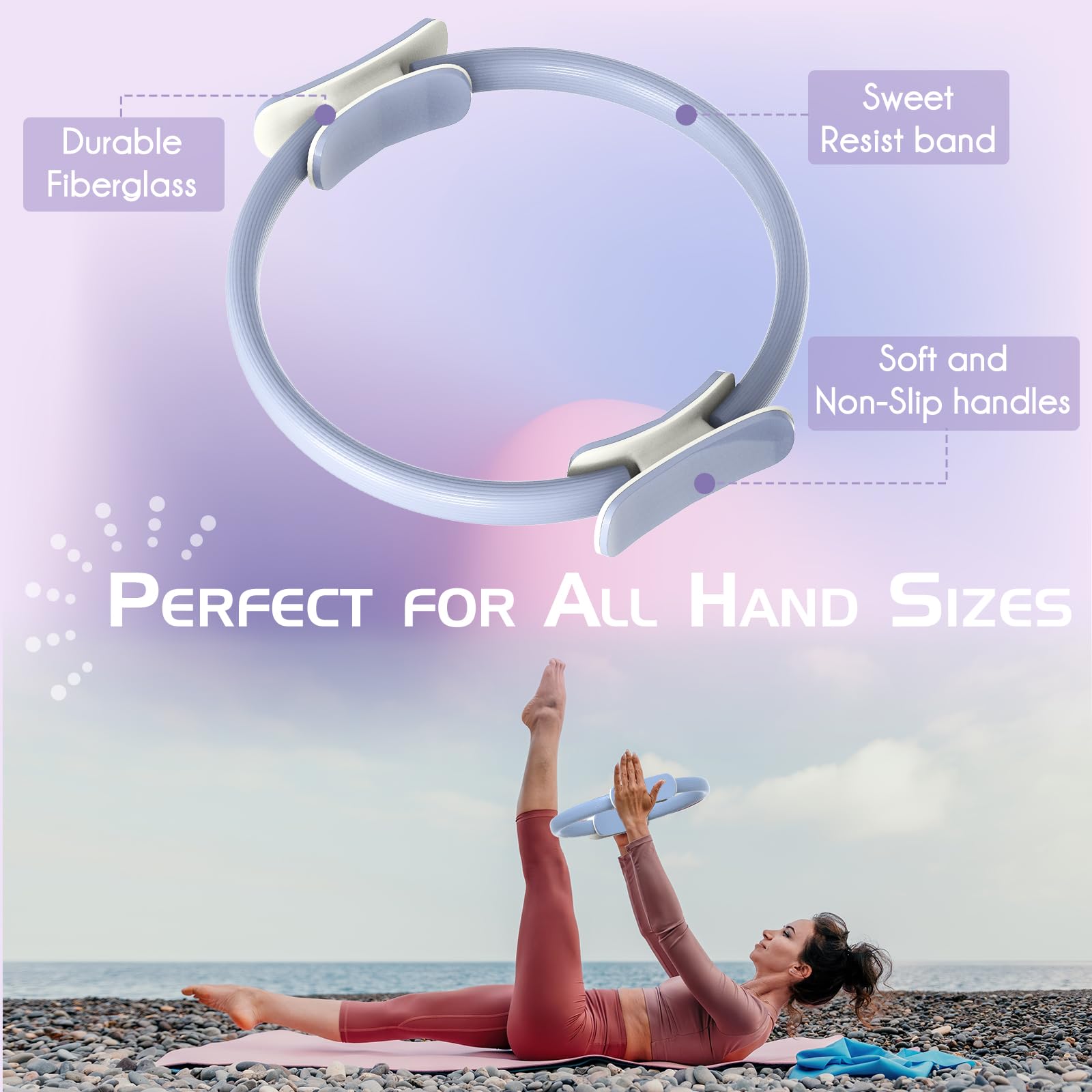 XTTANK : Set Anneau Pilates Avec Cercle Pilates, 4 Bandes De